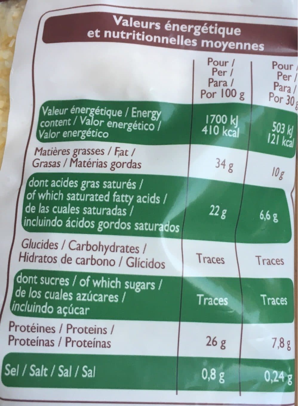 Leader Price Comté Râpé packshot