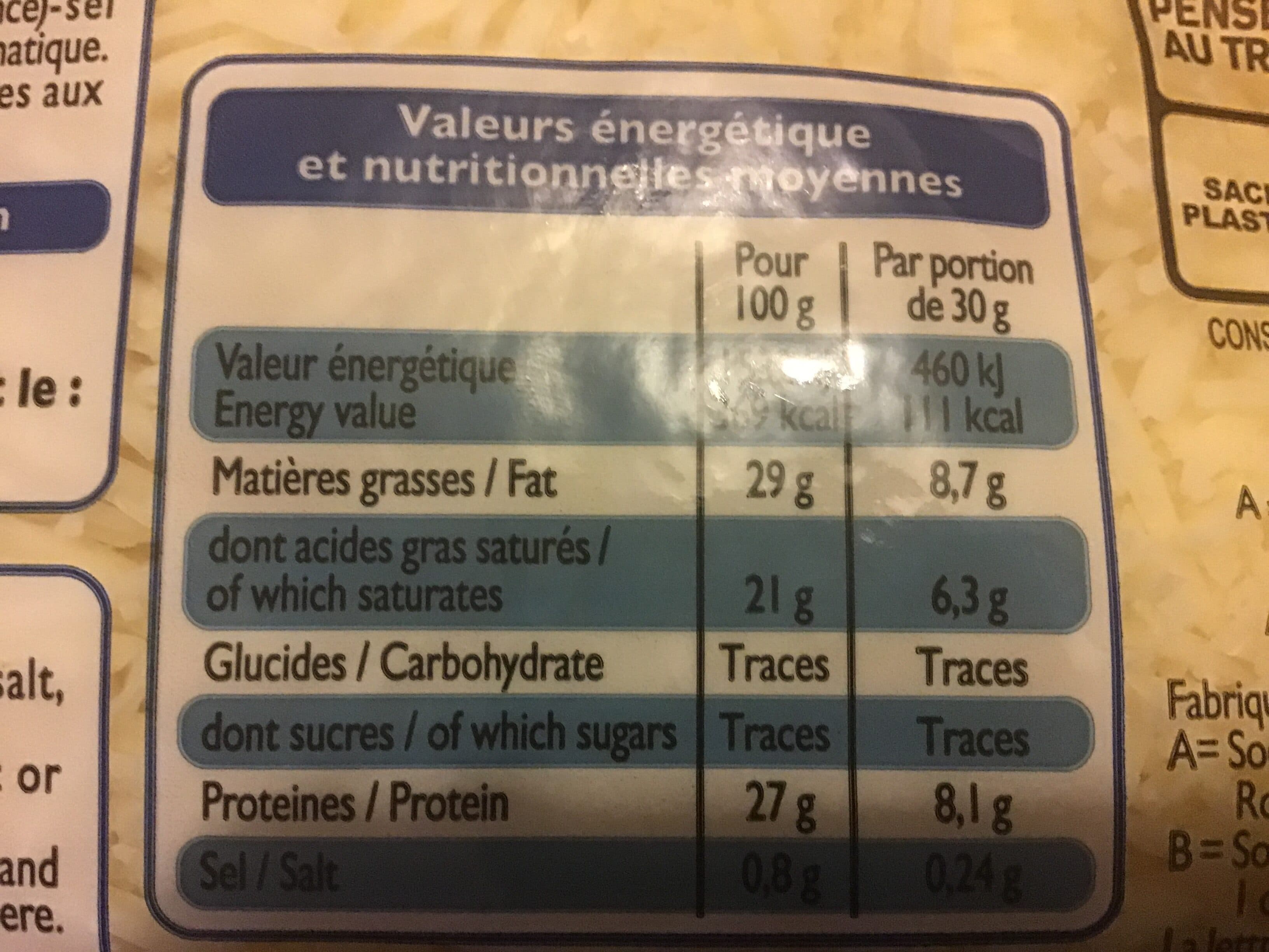 Leader Price Emmental Français Râpé (28 % MG) packshot