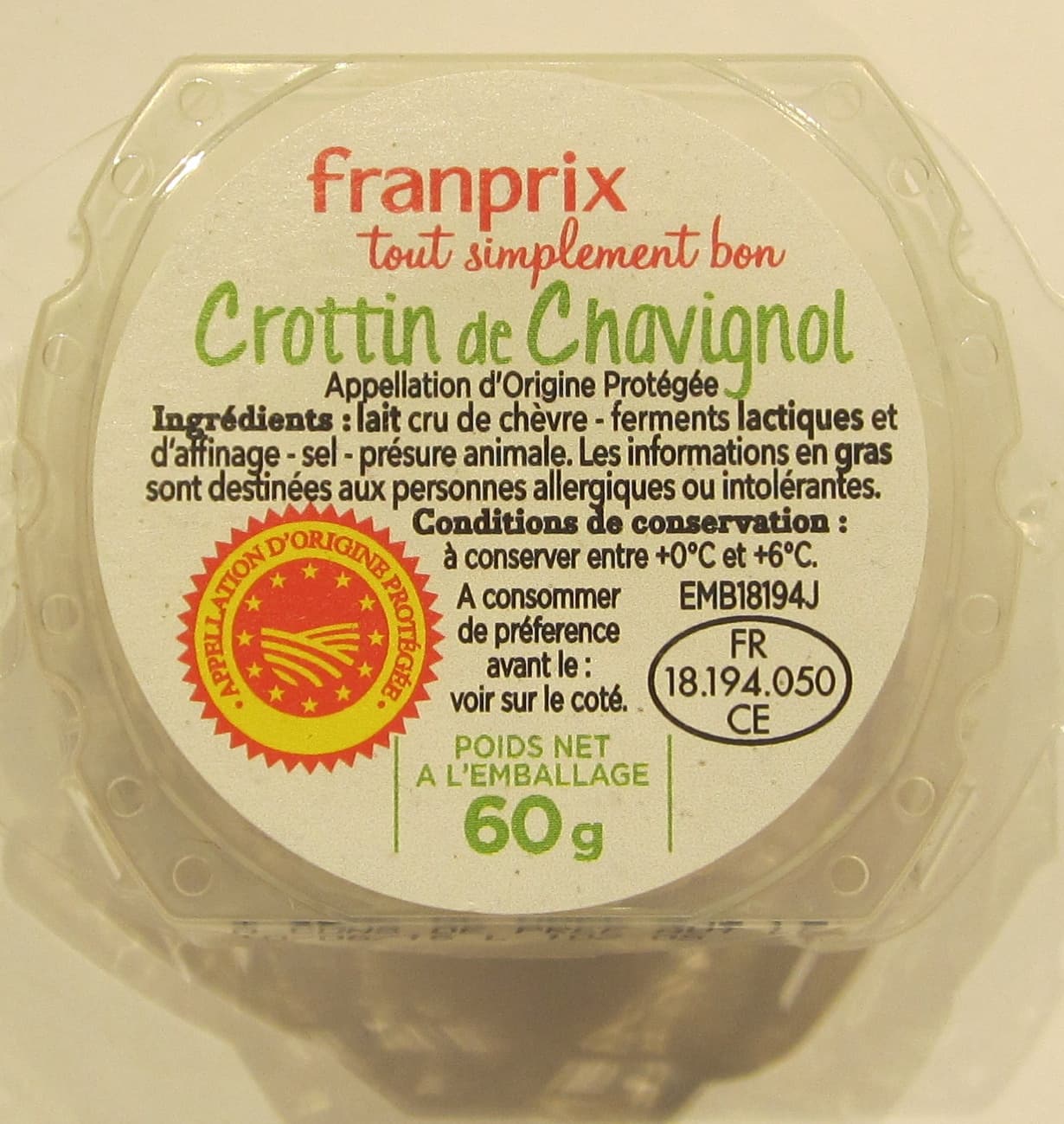 Franprix Crottin de Chavignol packshot
