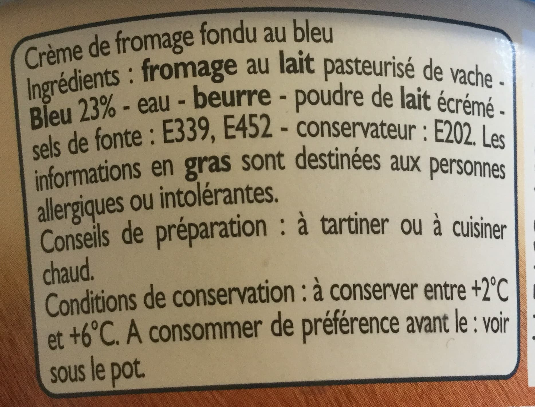Leader Price Crème de fromage au Bleu packshot