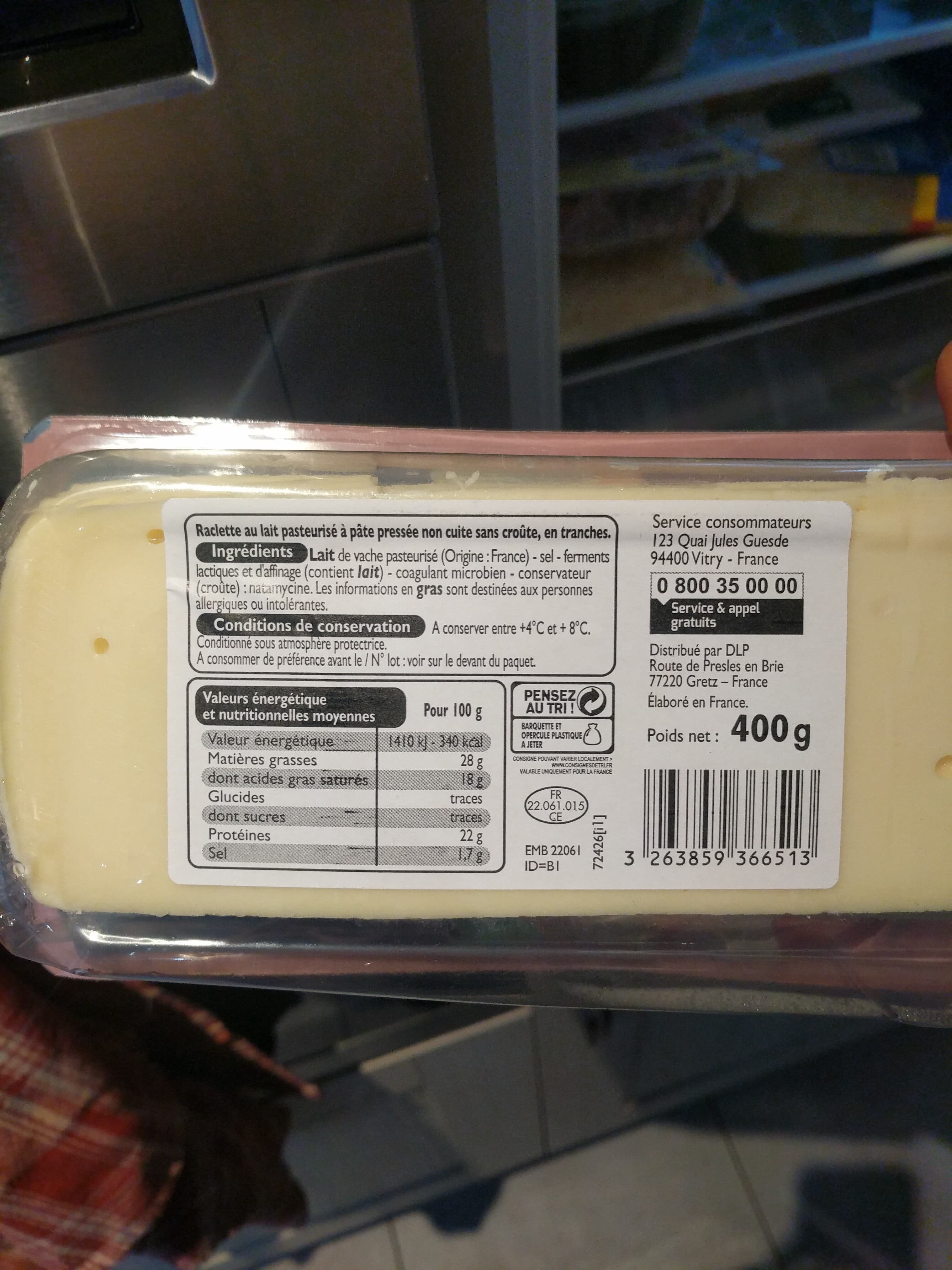 Leader Price Raclette sans croute, 30% MG packshot