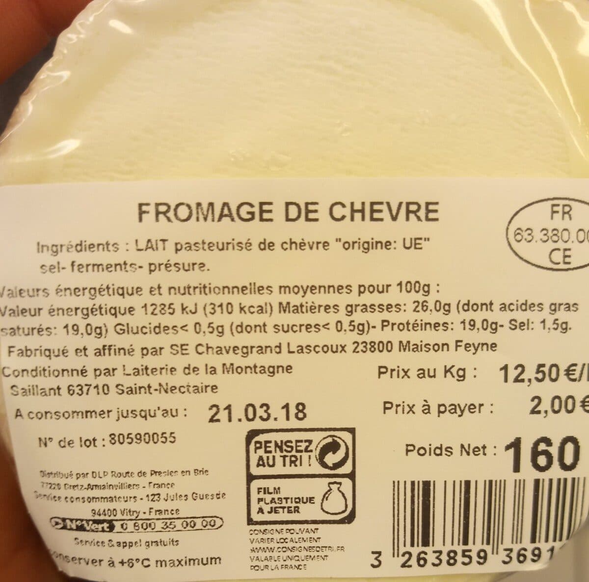 Open Food Facts Fromage de chèvre packshot