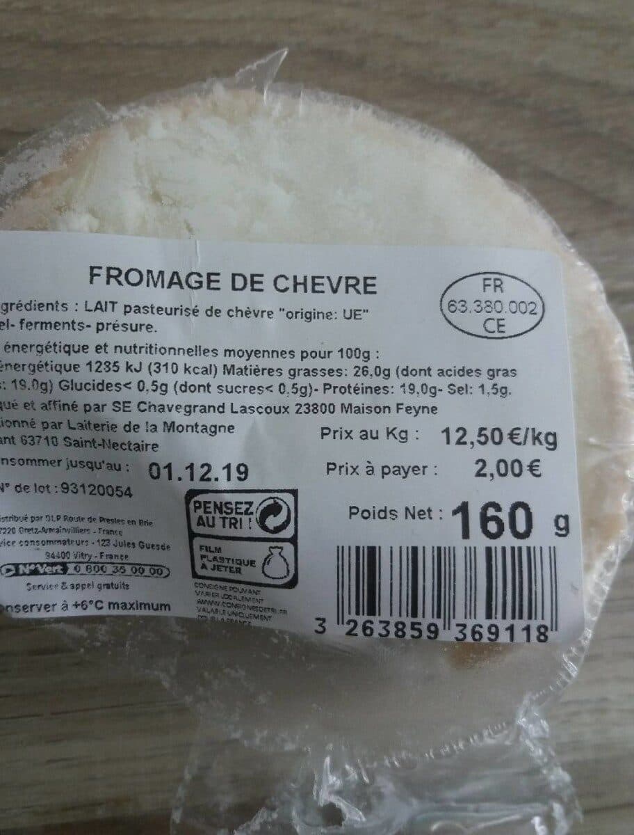 Open Food Facts Fromage de chèvre packshot