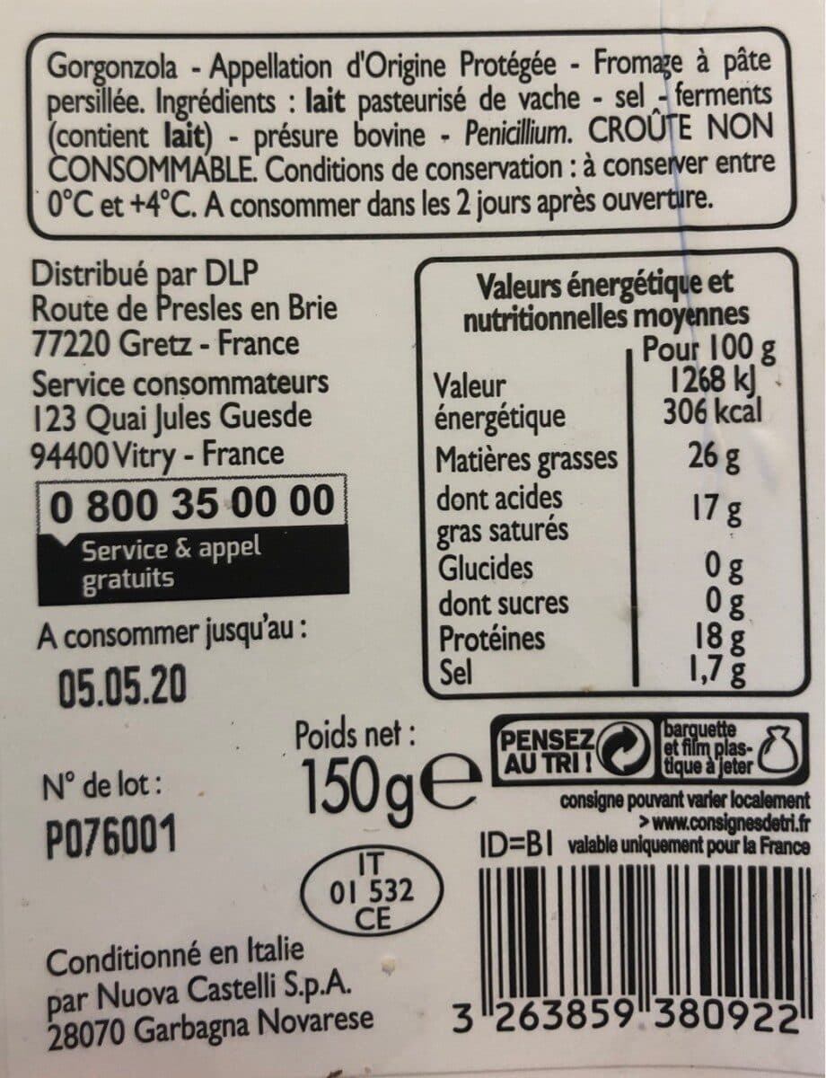 Leader Price Gongonzola packshot
