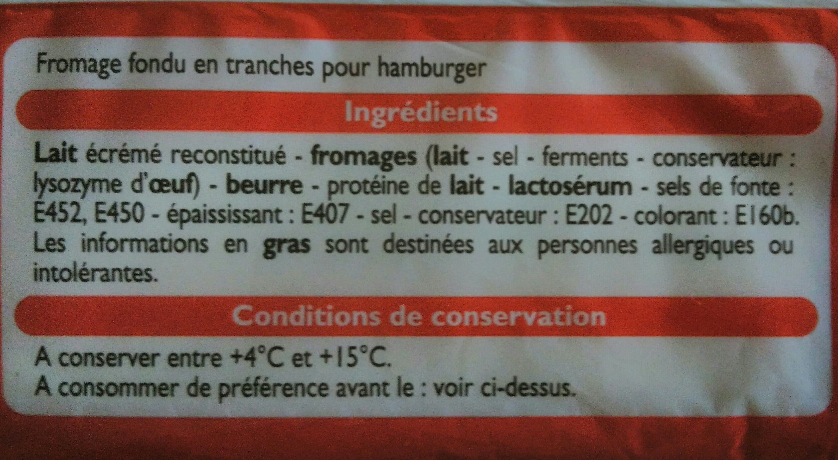 Leader Price Fromage fondu en tranches Spécial hamburger packshot