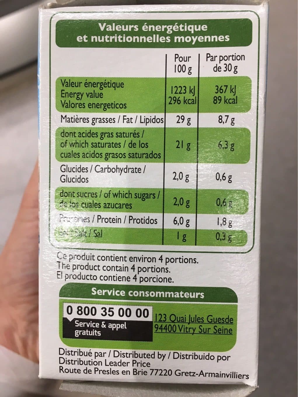 Leader Price Fromage à tartiner Nature au sel de mer packshot