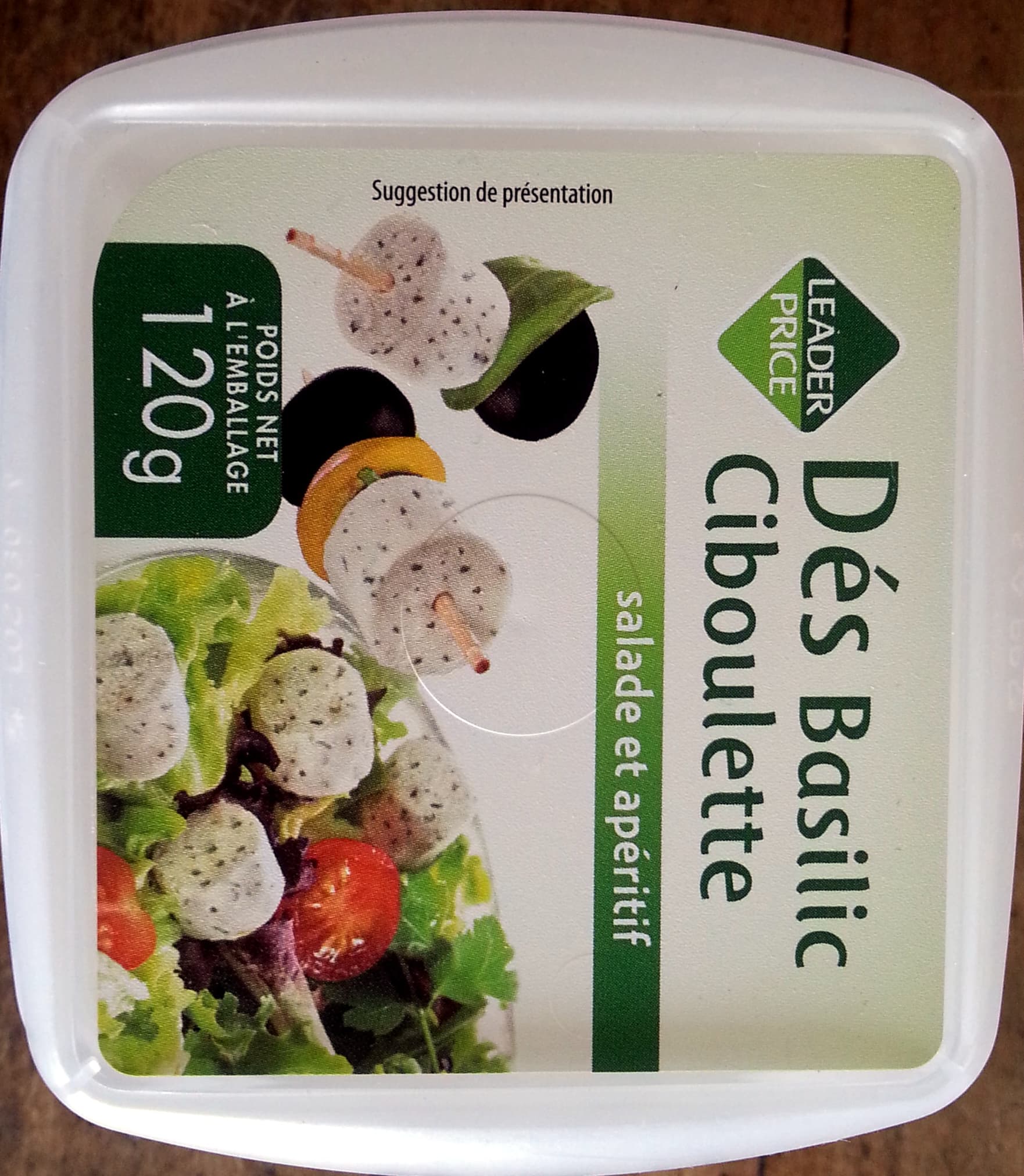 Leader Price Dés Basilic Ciboulette (33% MG) packshot