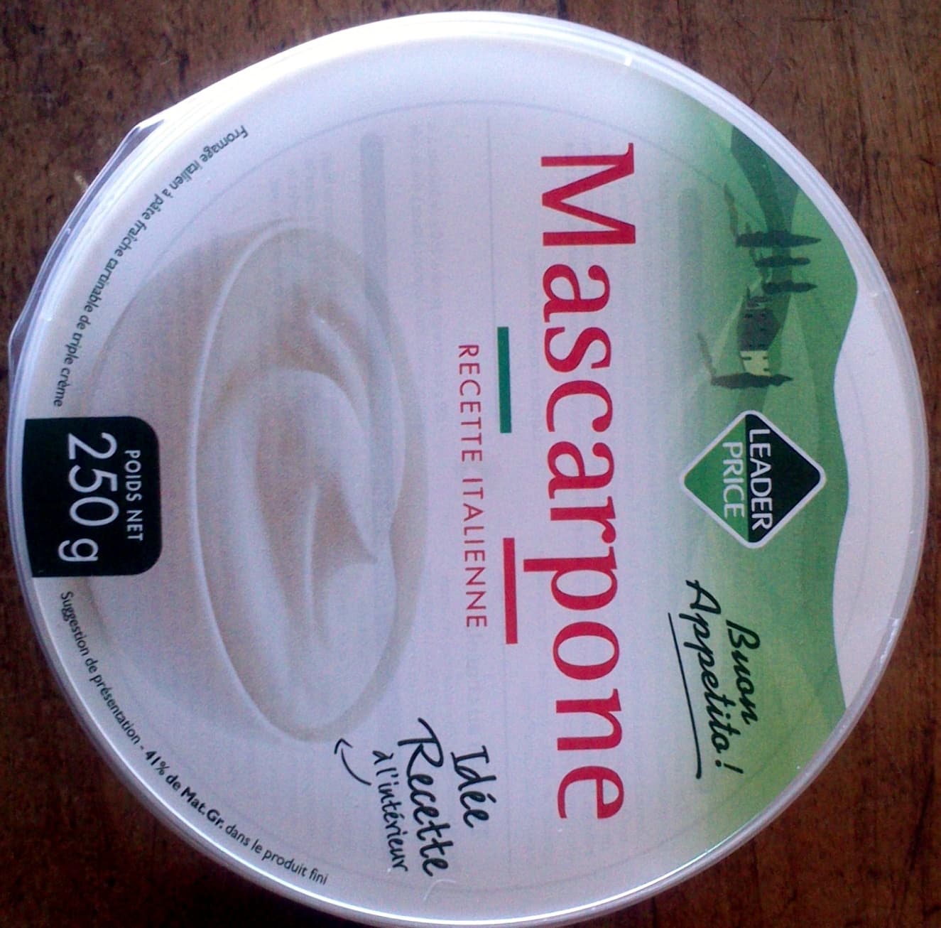 Leader Price Mascarpone (41% MG) - 250 g - Leader Price packshot