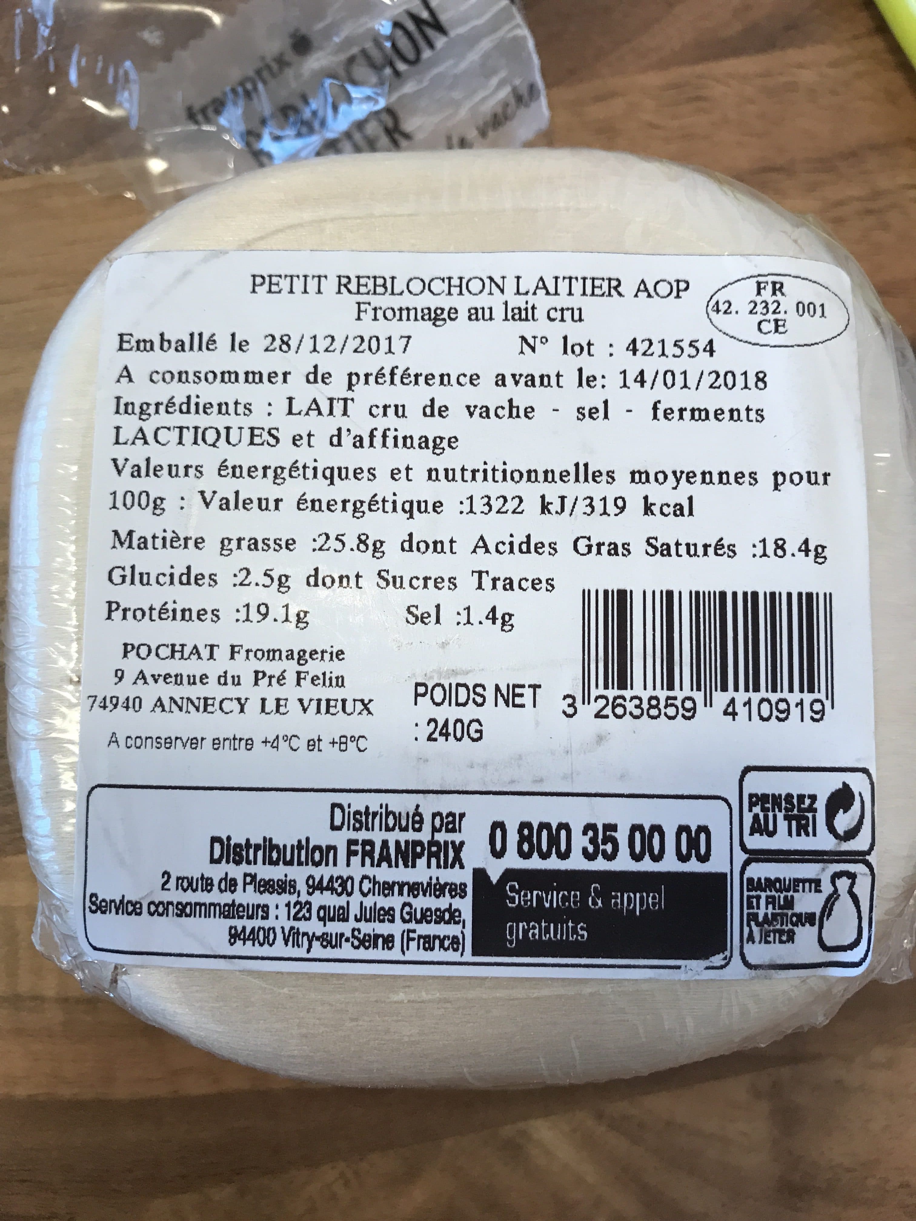 FRANPRIX PETIT REBLOCHON LAITIER packshot