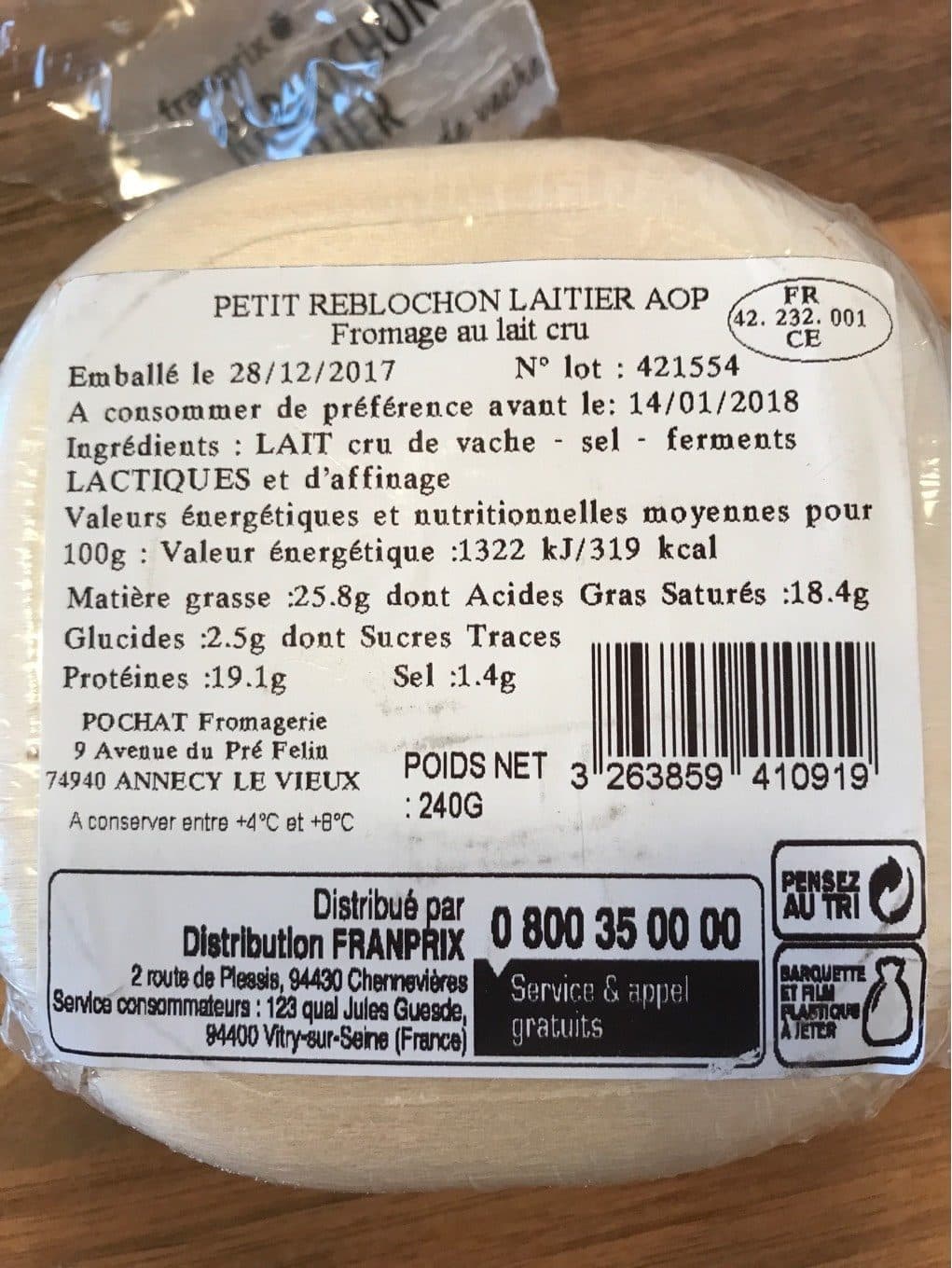 FRANPRIX PETIT REBLOCHON LAITIER packshot