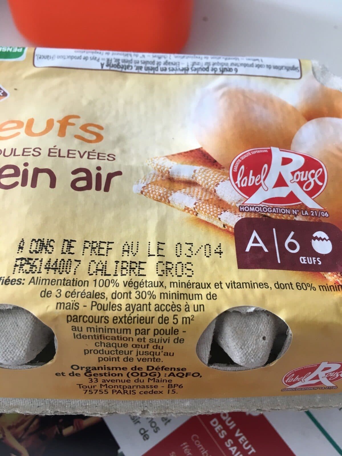 Leader Price 6 œufs plein air Label Rouge packshot