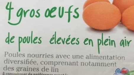 Marché Franprix 4 œufs France plein air Bleu Blanc Cœur packshot