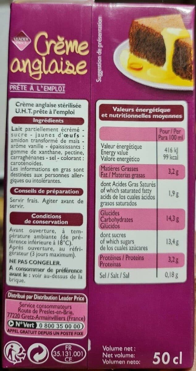Leader Price Crème anglaise packshot