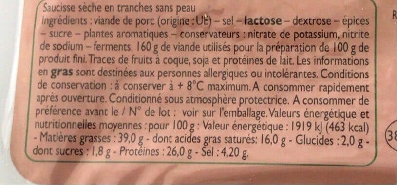 Leader Price Saucisse Sèche packshot