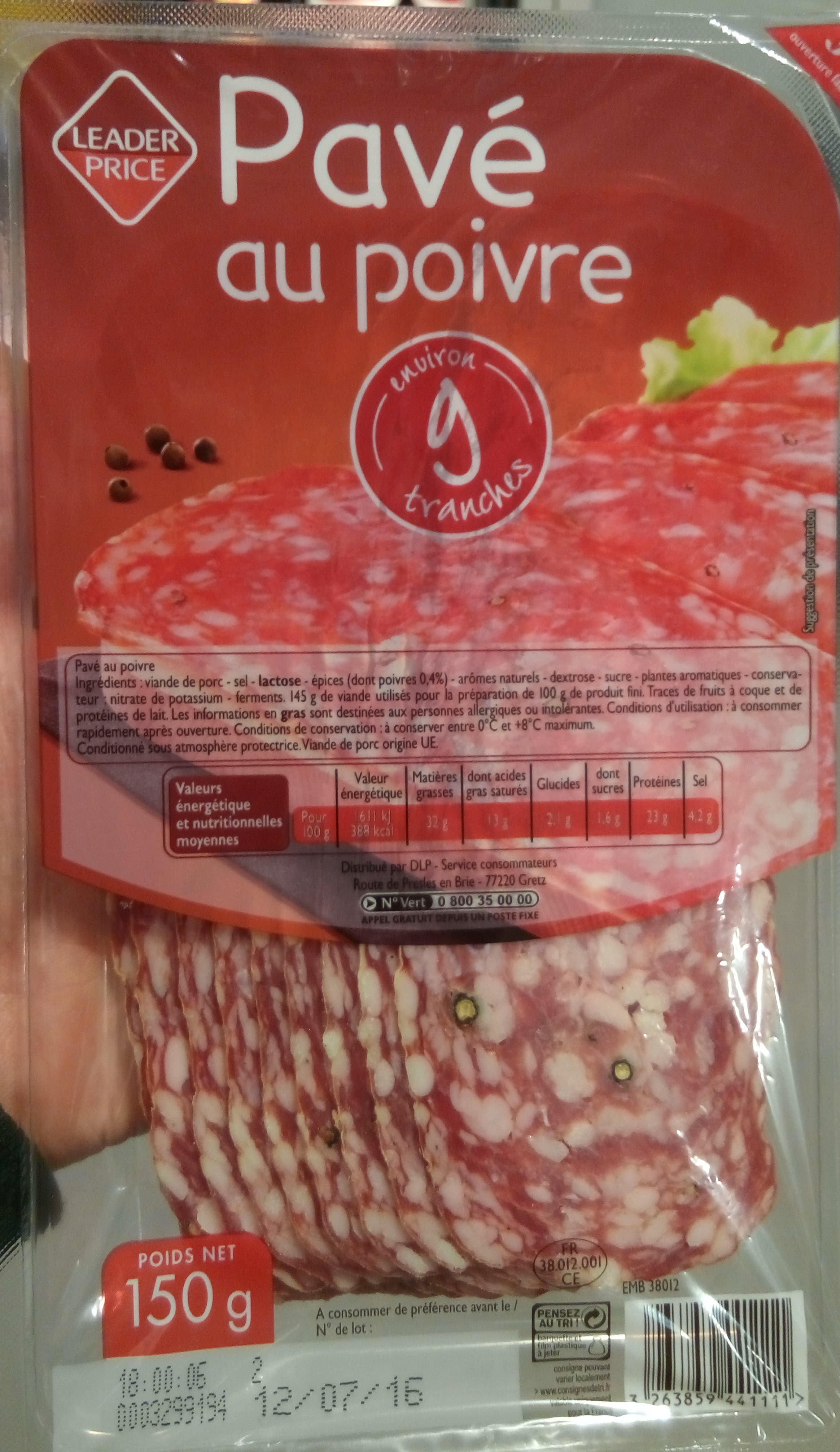 Leader Price Pavé au poivre packshot