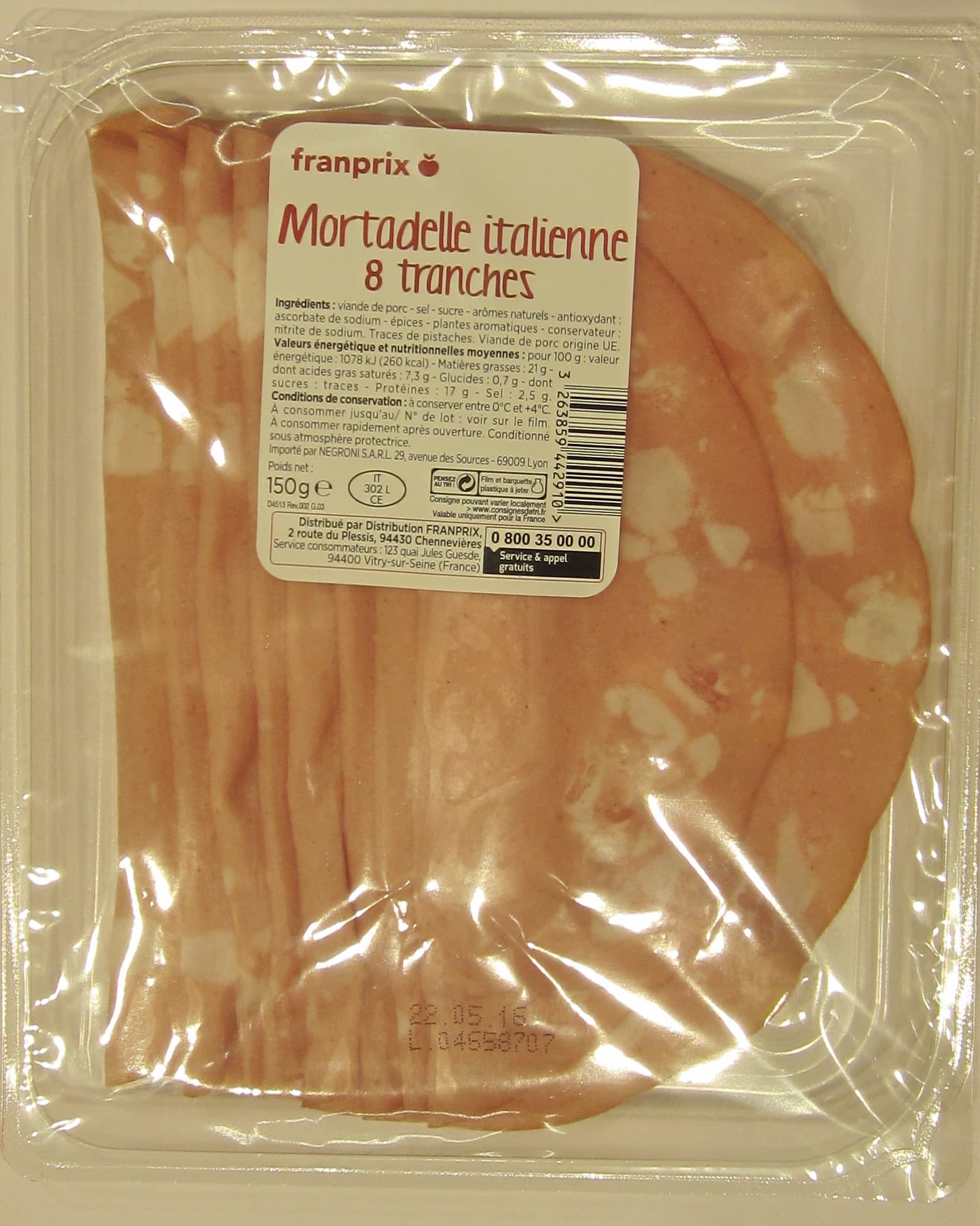 Franprix Mortadelle Italienne (8 tranches) packshot