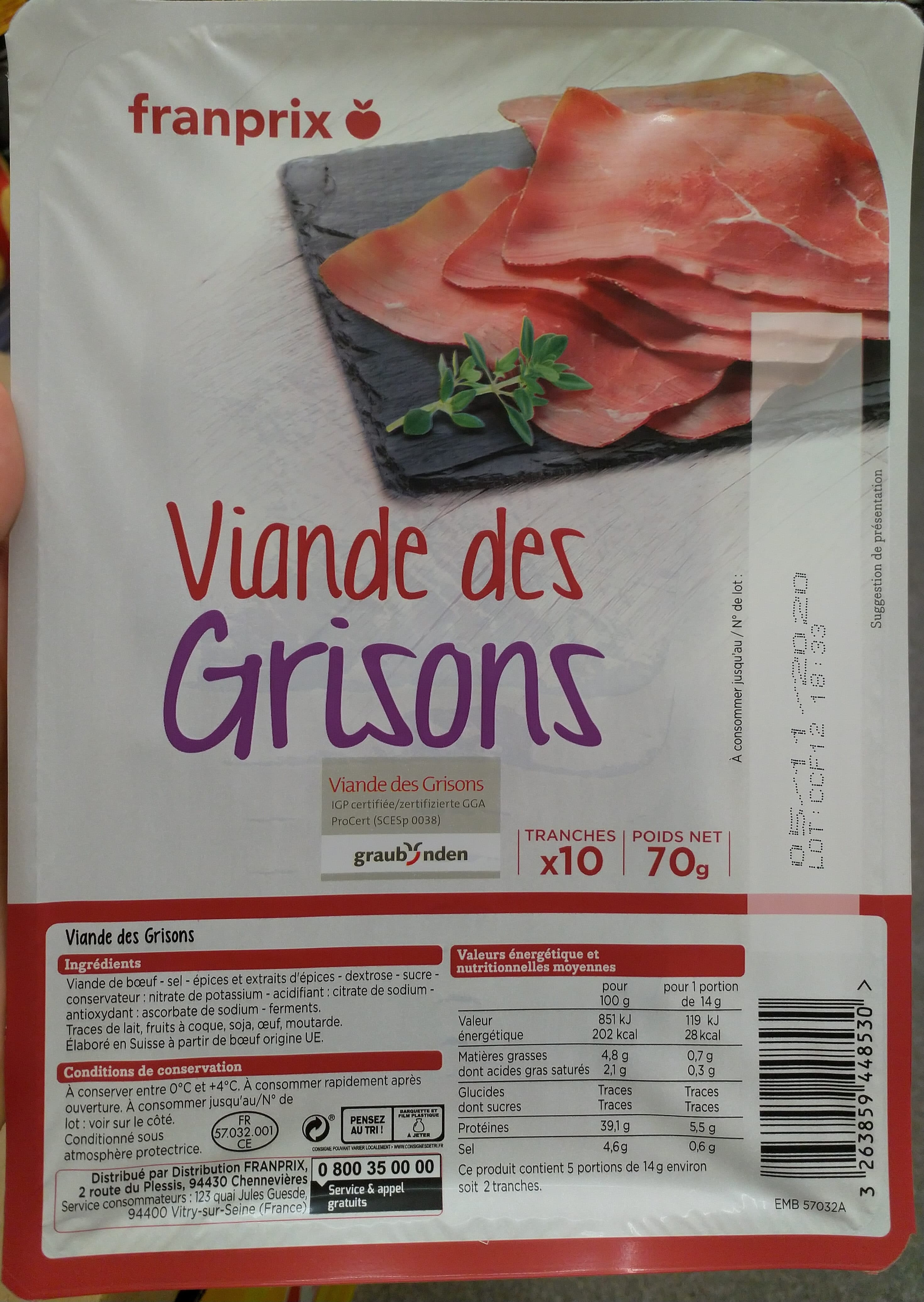 Franprix Viande des grisons packshot