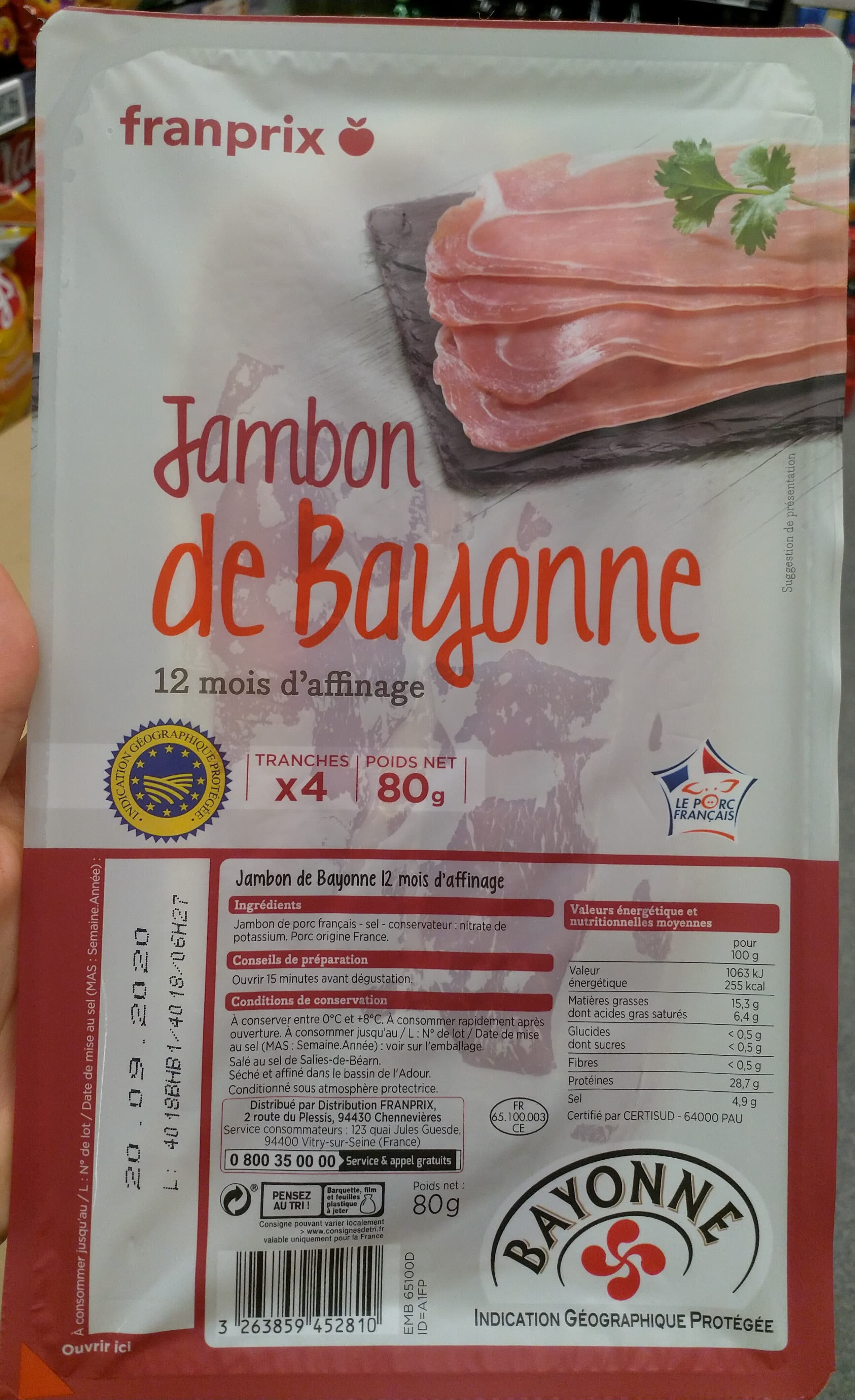 MARCHÉ FRANPRIX Jambon de Bayonne packshot