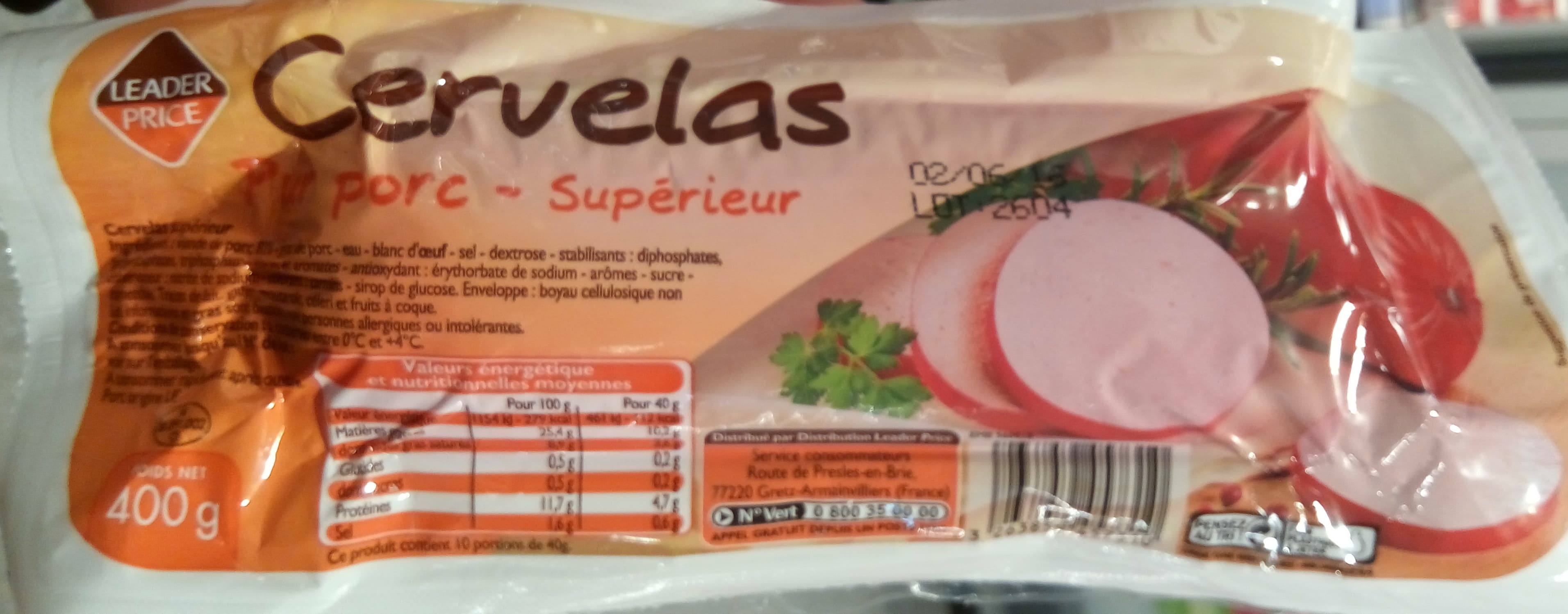 Leader Price Cervelas pur porc - supérieur packshot