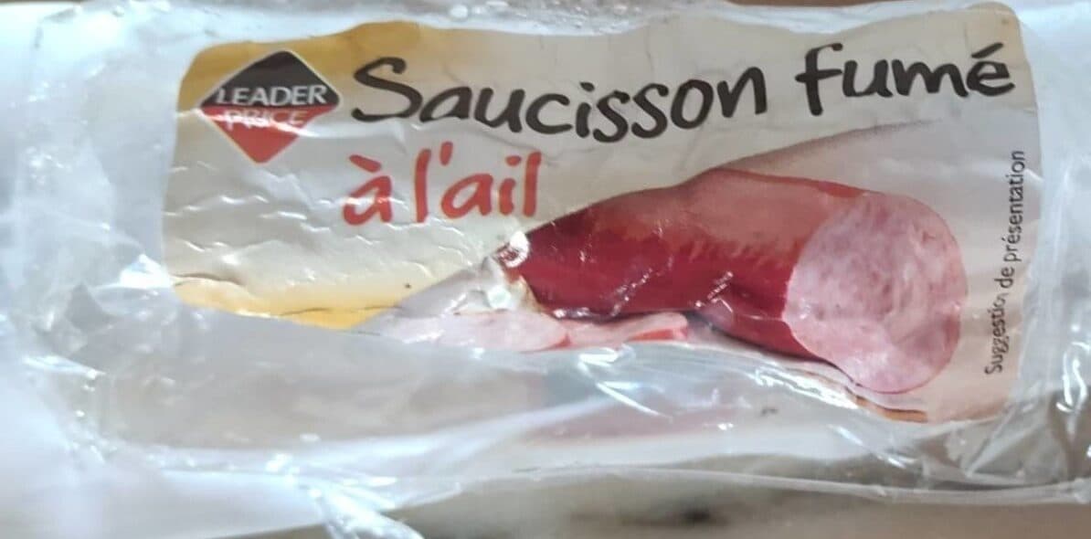 Leader Price Saucisson fumé à l'ail packshot