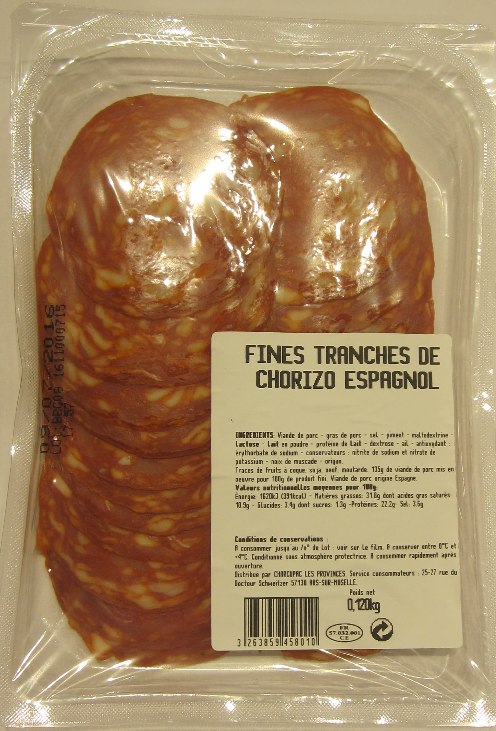 Charcupac Les Provinces Fines Tranches de Chorizo Espagnol packshot