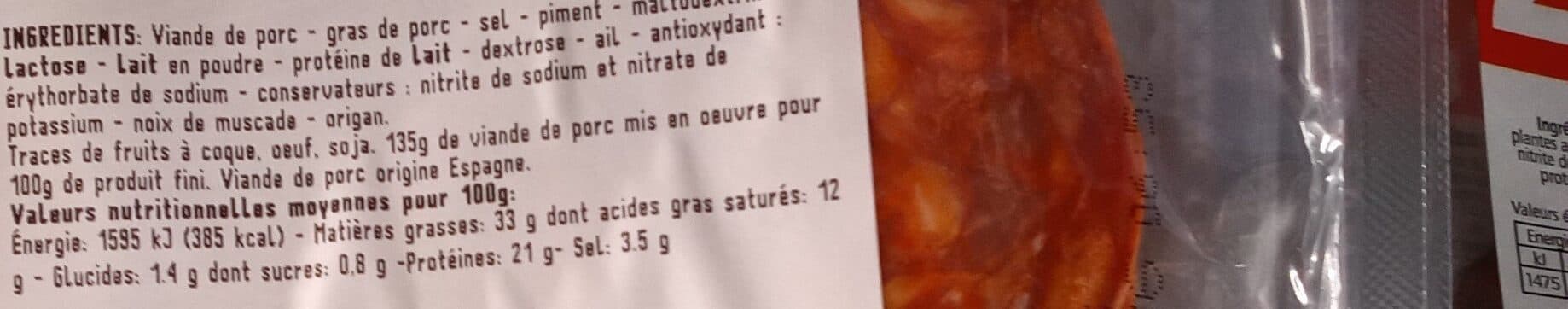 Leader Price Fines tranches de chorizo espagnole packshot
