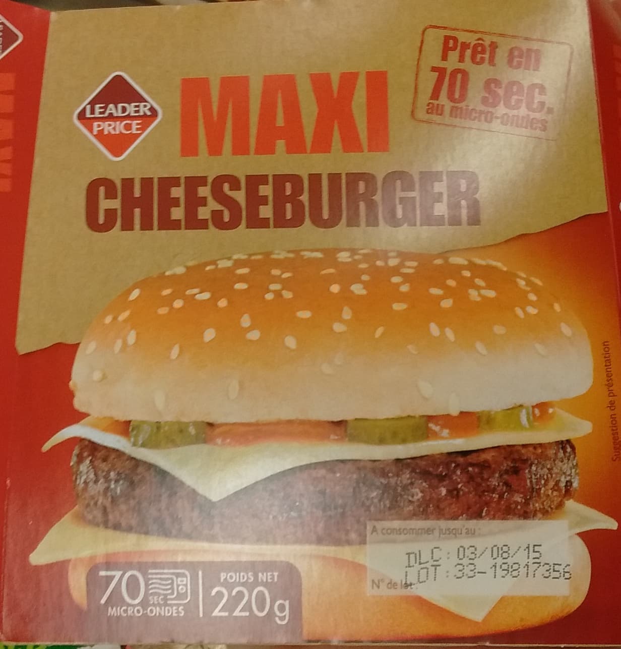 Leader Price Maxi Cheeseburger packshot