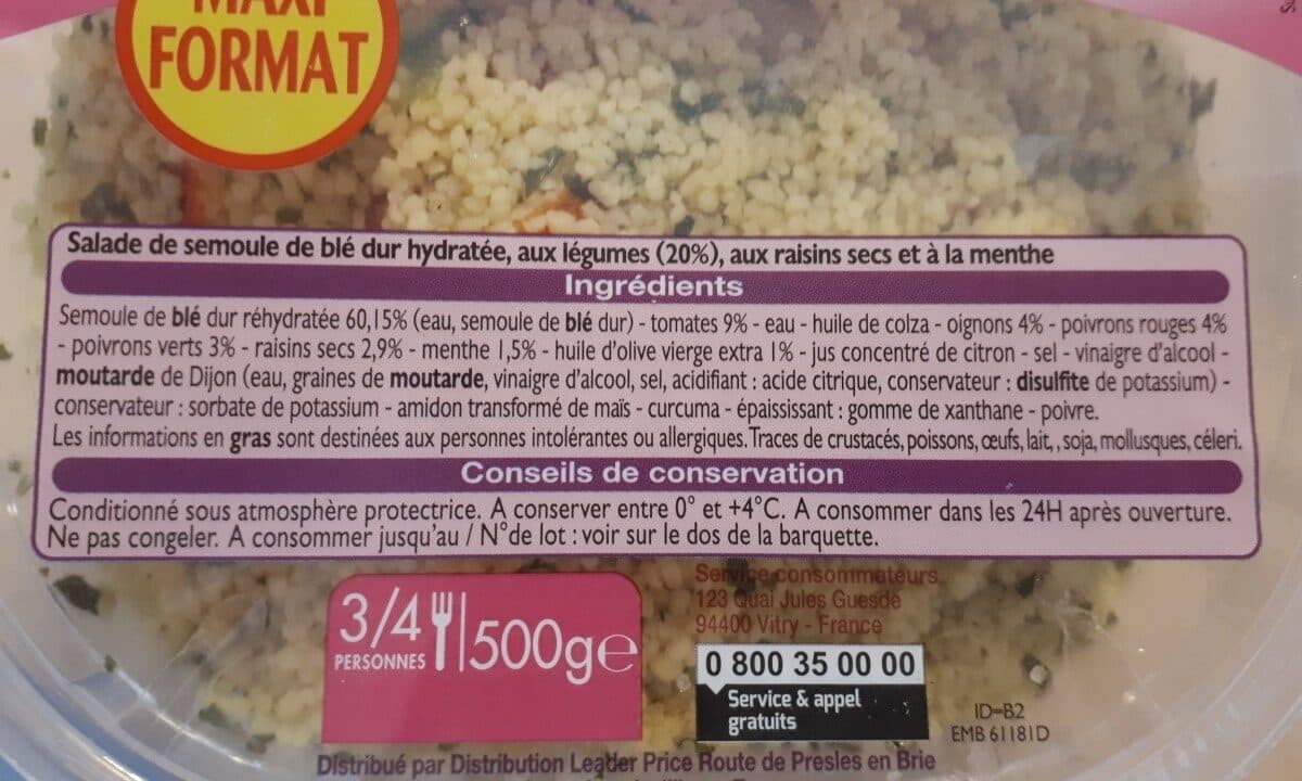 Leader Price Taboulé oriental packshot