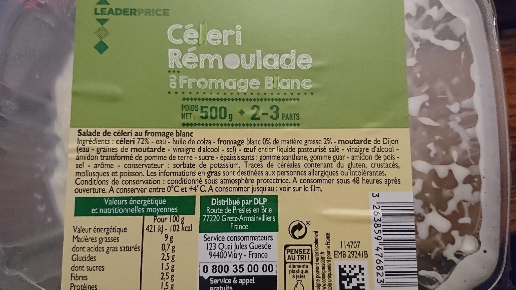 Leader Price Céleri rémoulade au fromage blanc packshot