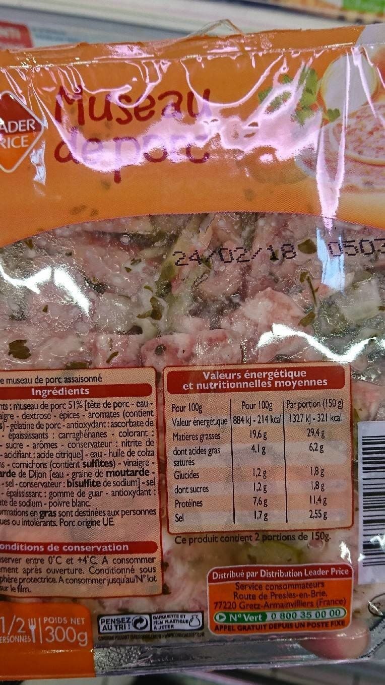 Leader Price Museau de porc packshot
