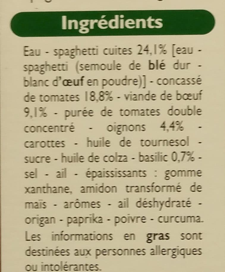 Leader Price Spaghetti Bolognaise packshot
