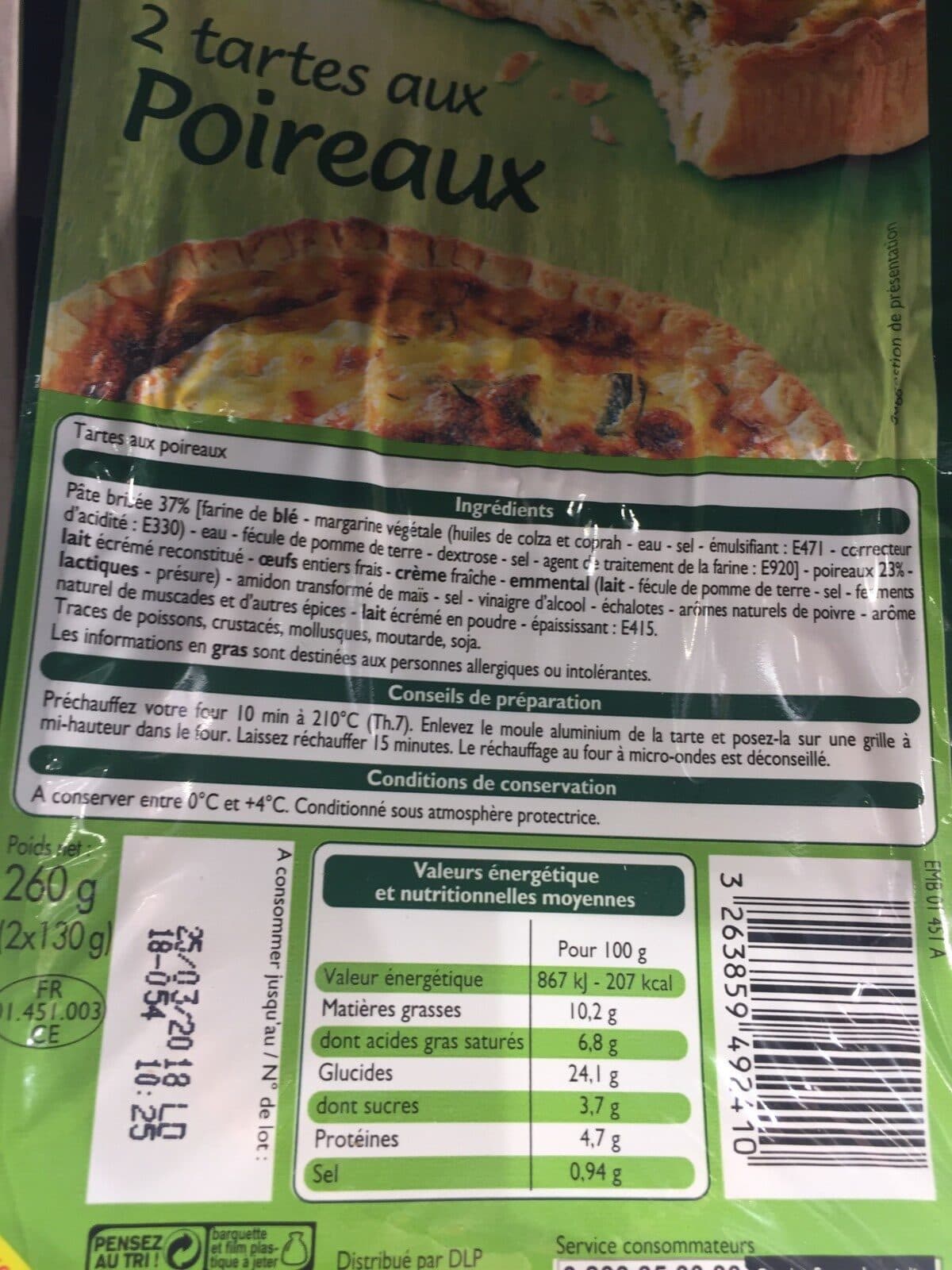 Leader Price Tarte aux Poireaux packshot