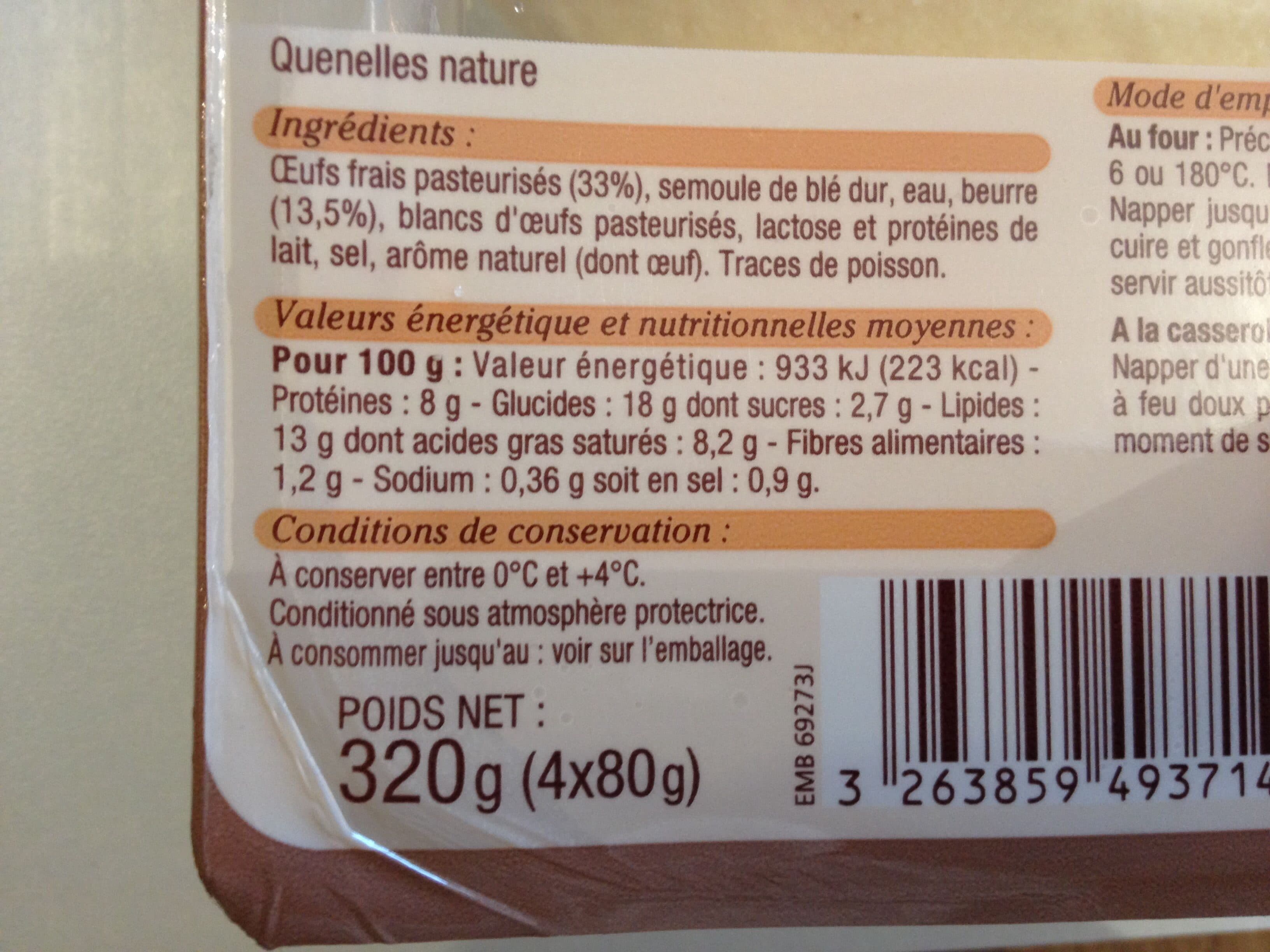 Leader Price Quenelles Lyonnaises pur beurre nature packshot