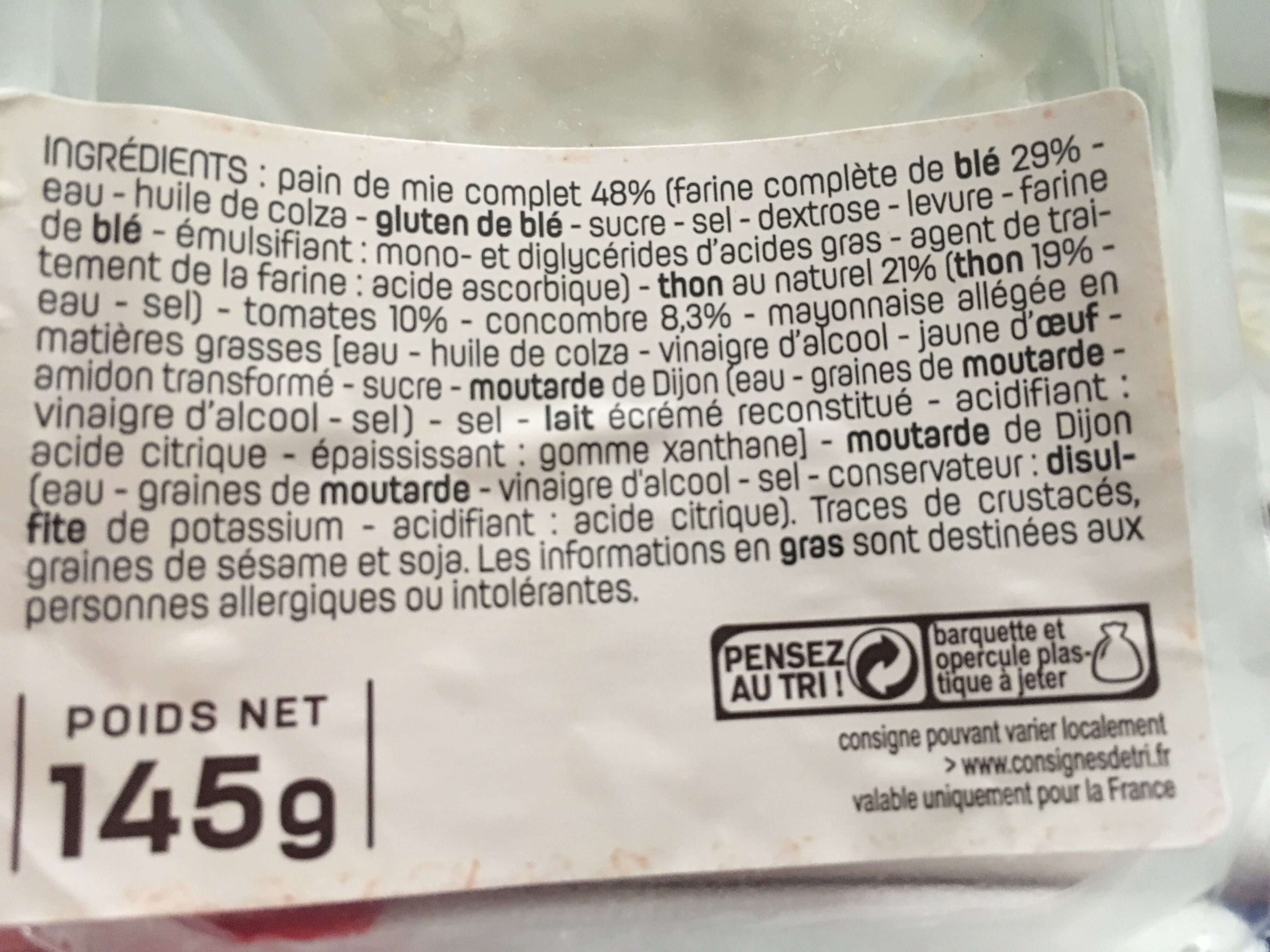 Leader Price Sandwich thon crudités packshot