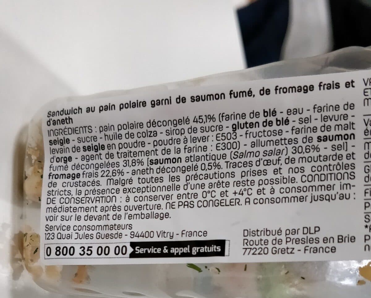 Leader Price Pain polaire saumon fumé Aneth packshot