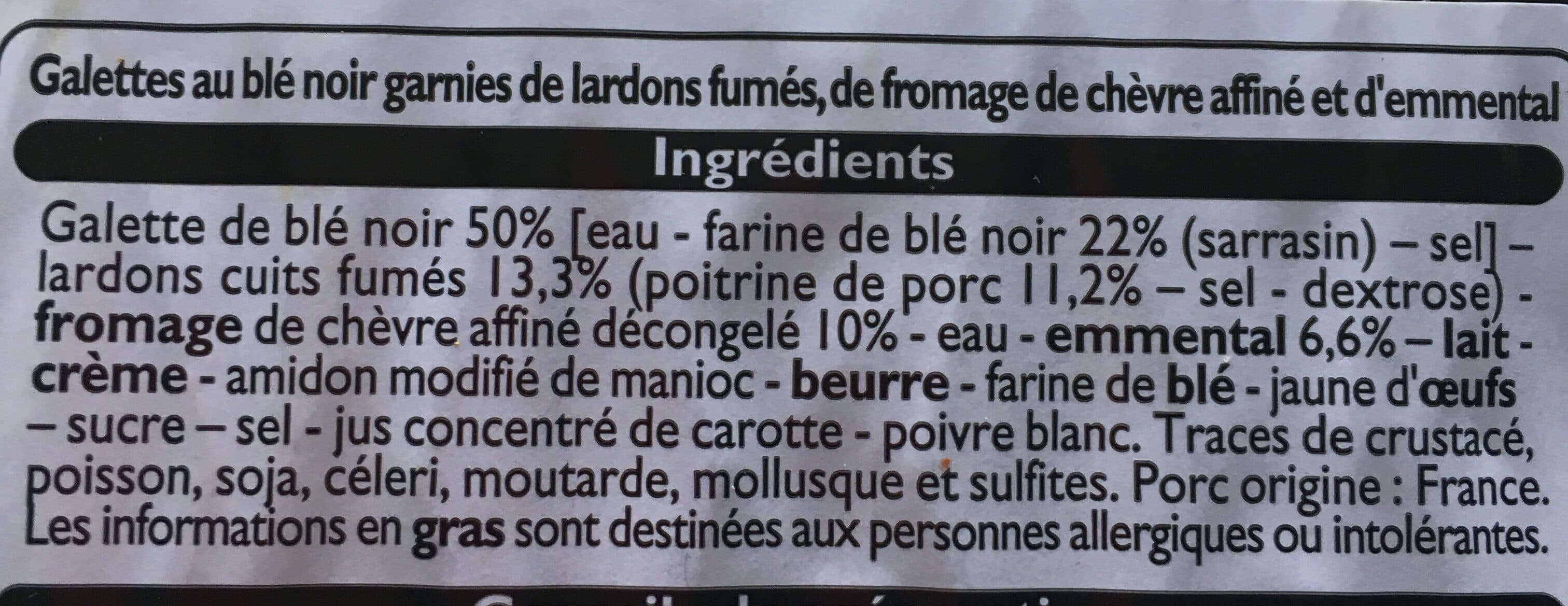 Leader Price Galettes Ble Noir Chevre Lardons 300g packshot
