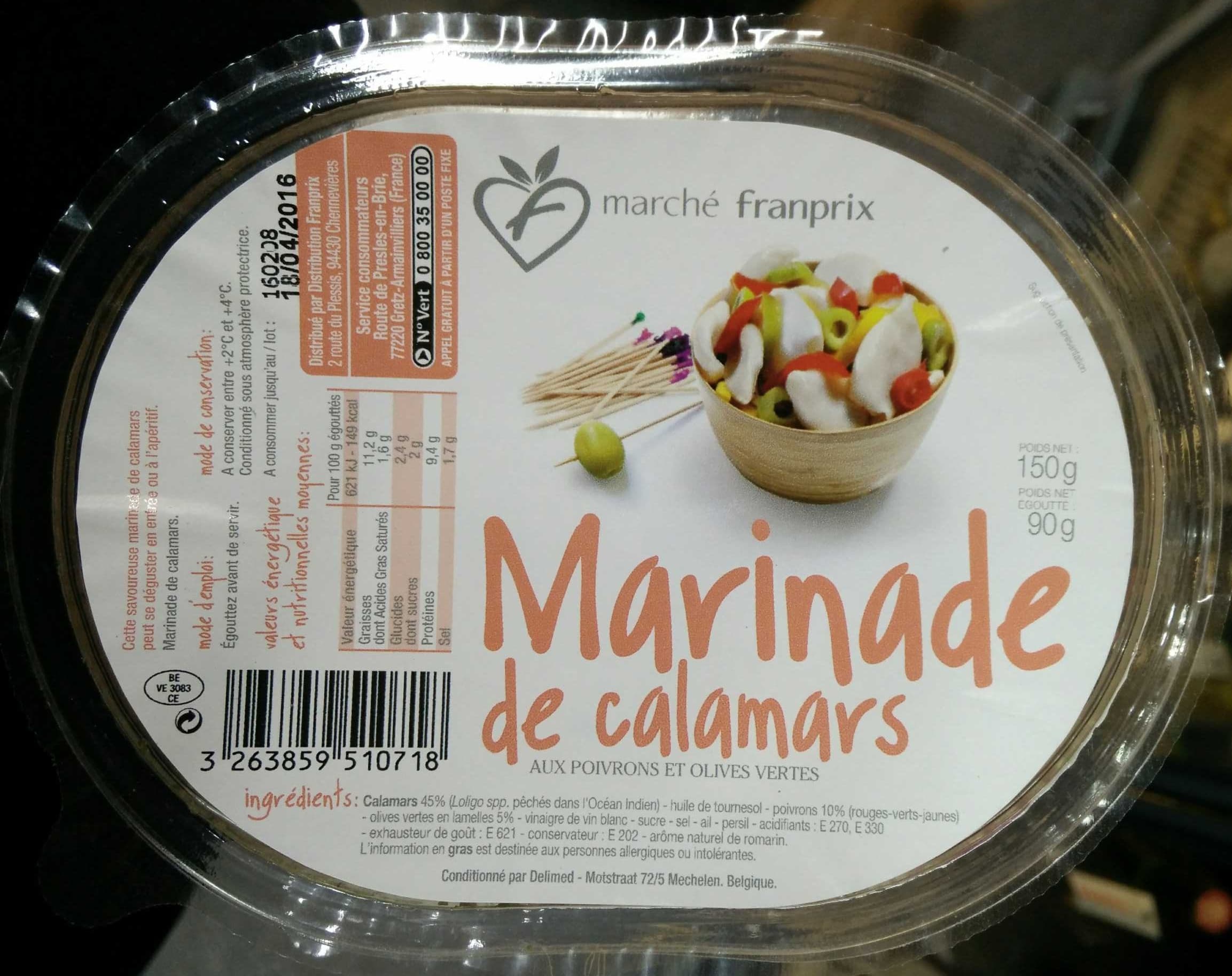 Marché Franprix Marinade de calamars aux poivrons et olives vertes packshot