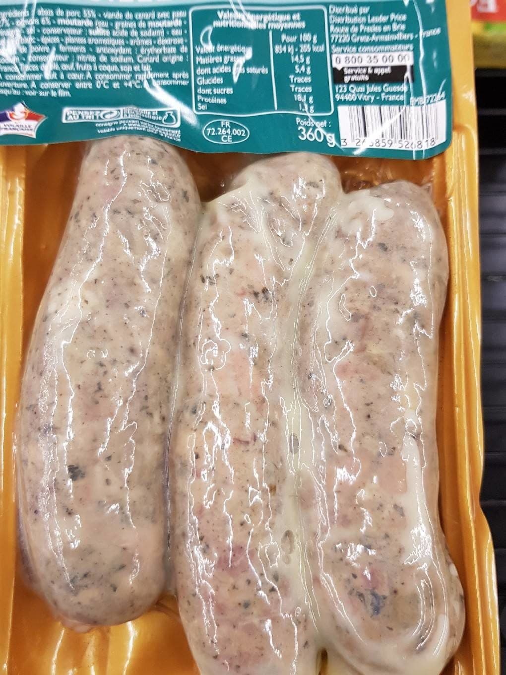 Leader Price Andouilettes au canard packshot