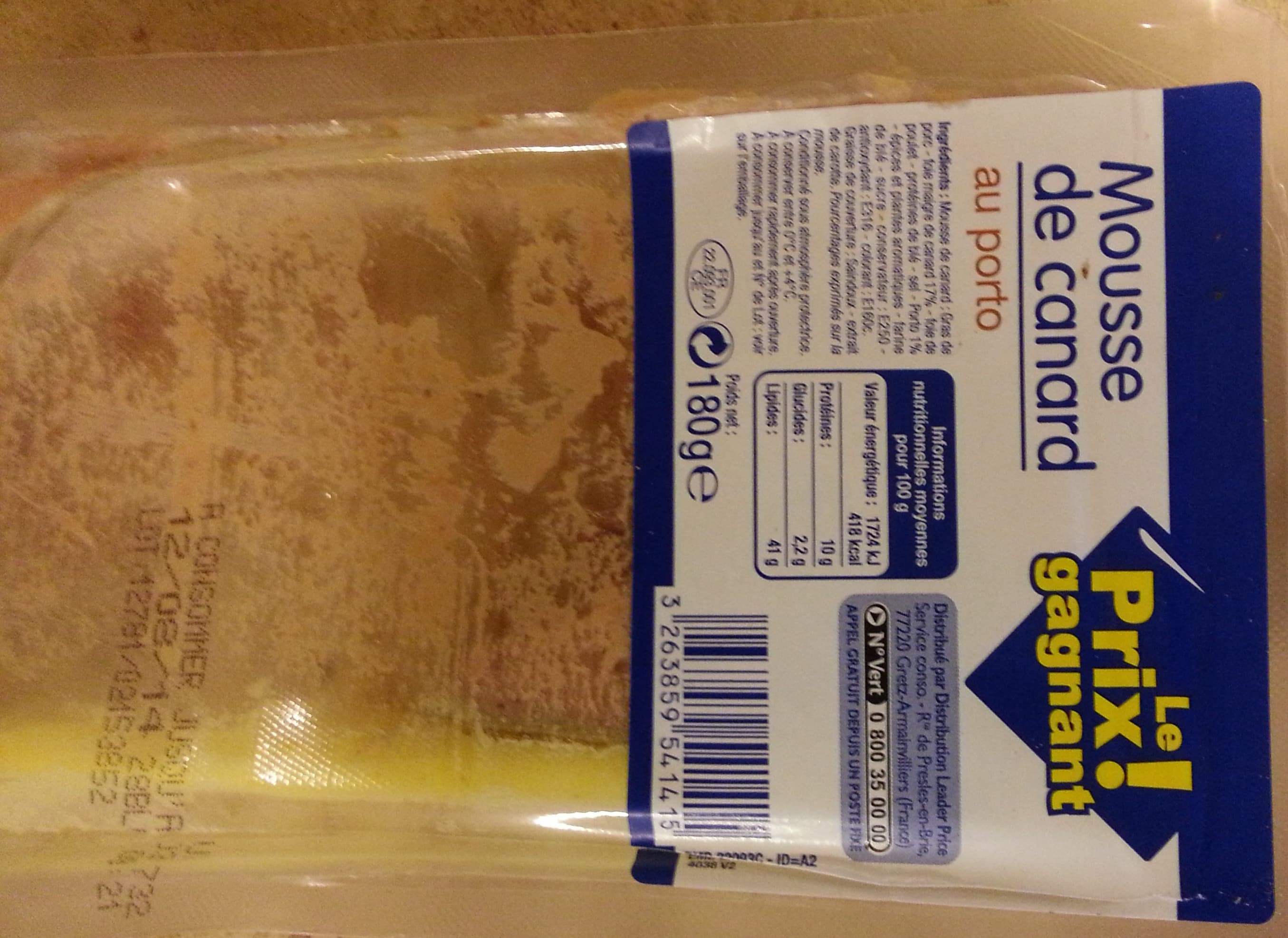 Leader Price Mousse de canard au porto packshot