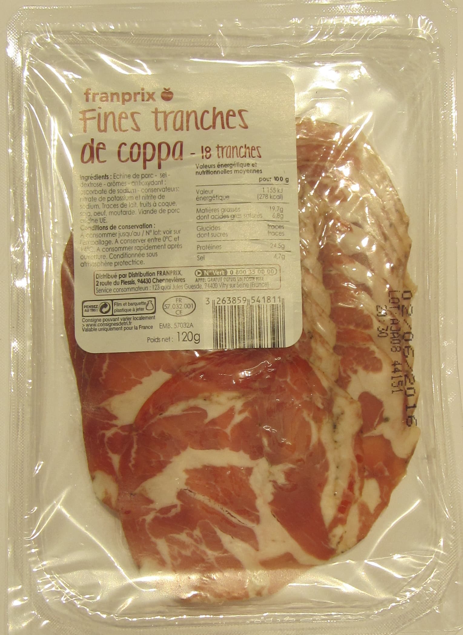 Franprix Fines Tranches de Coppa packshot