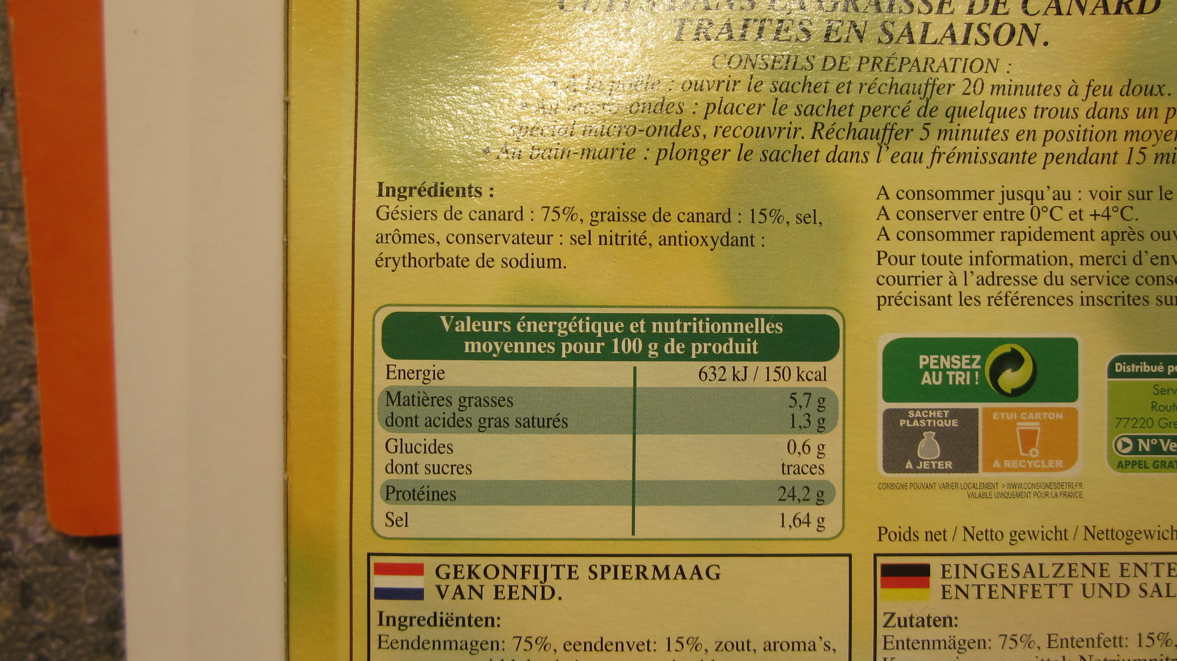 Leader Price Gésiers de Canard Confits packshot