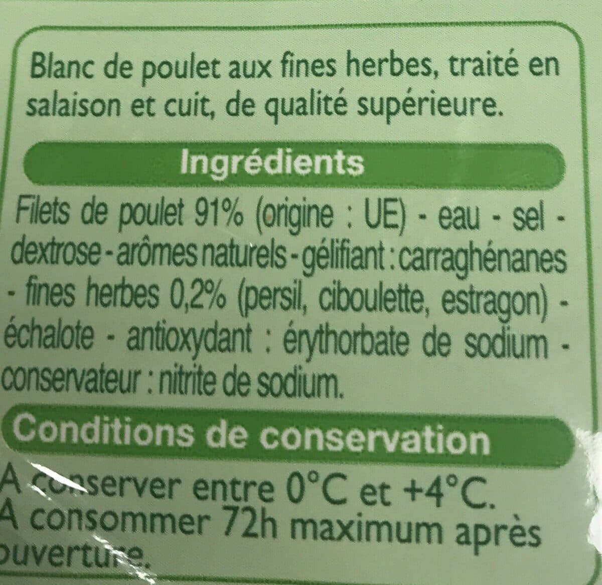 Leader Price Blanc de Poulet, Recette Aux Fines Herbes (4 Tranches) packshot