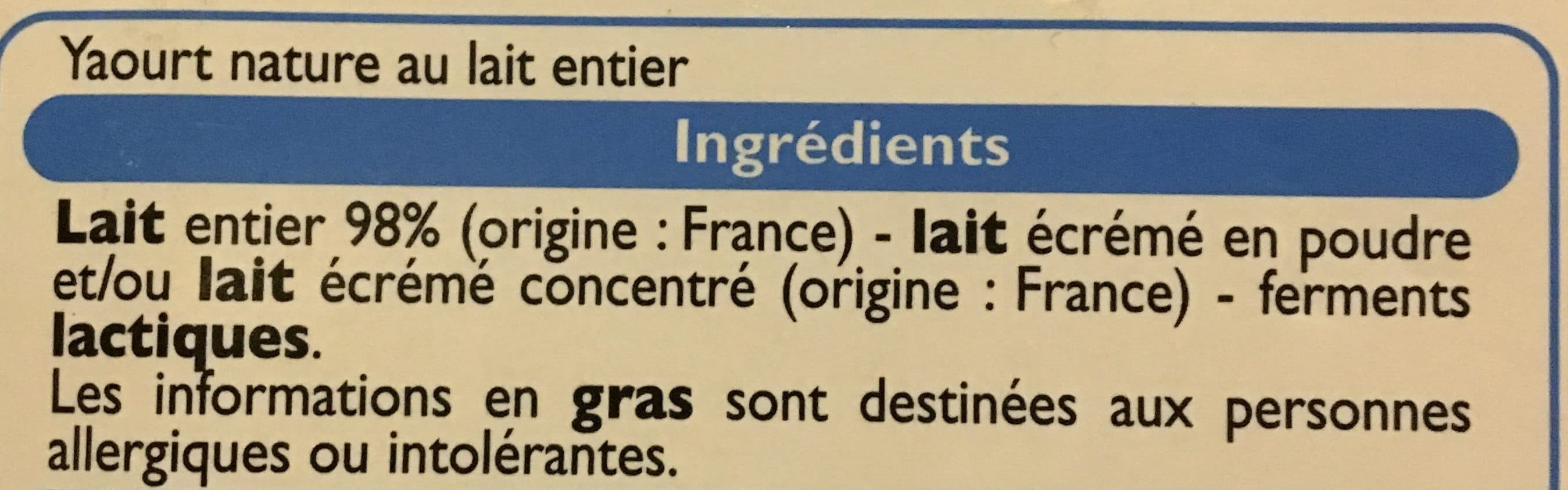 Leader Price Yaourts au lait entier nature packshot