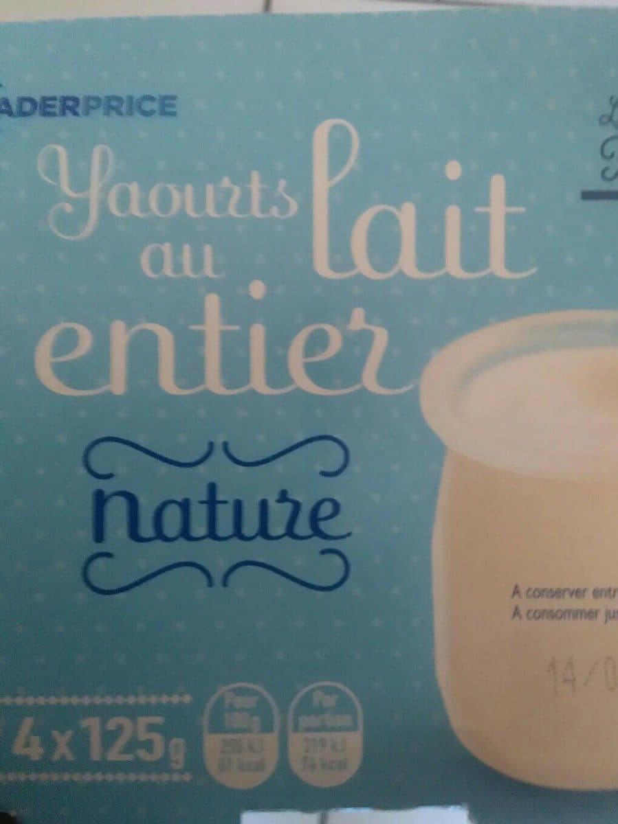 Leader Price Yaourts au Lait Entier Nature packshot