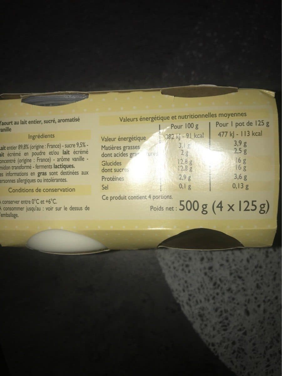 Leader Price Yaourt au lait entier saveur vanille packshot