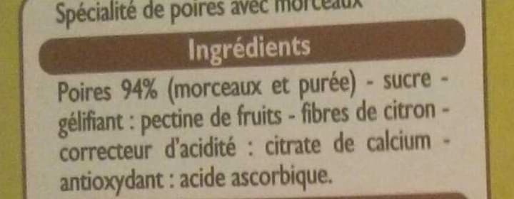 Leader Price Spécialité de poire avec morceaux de fruits packshot