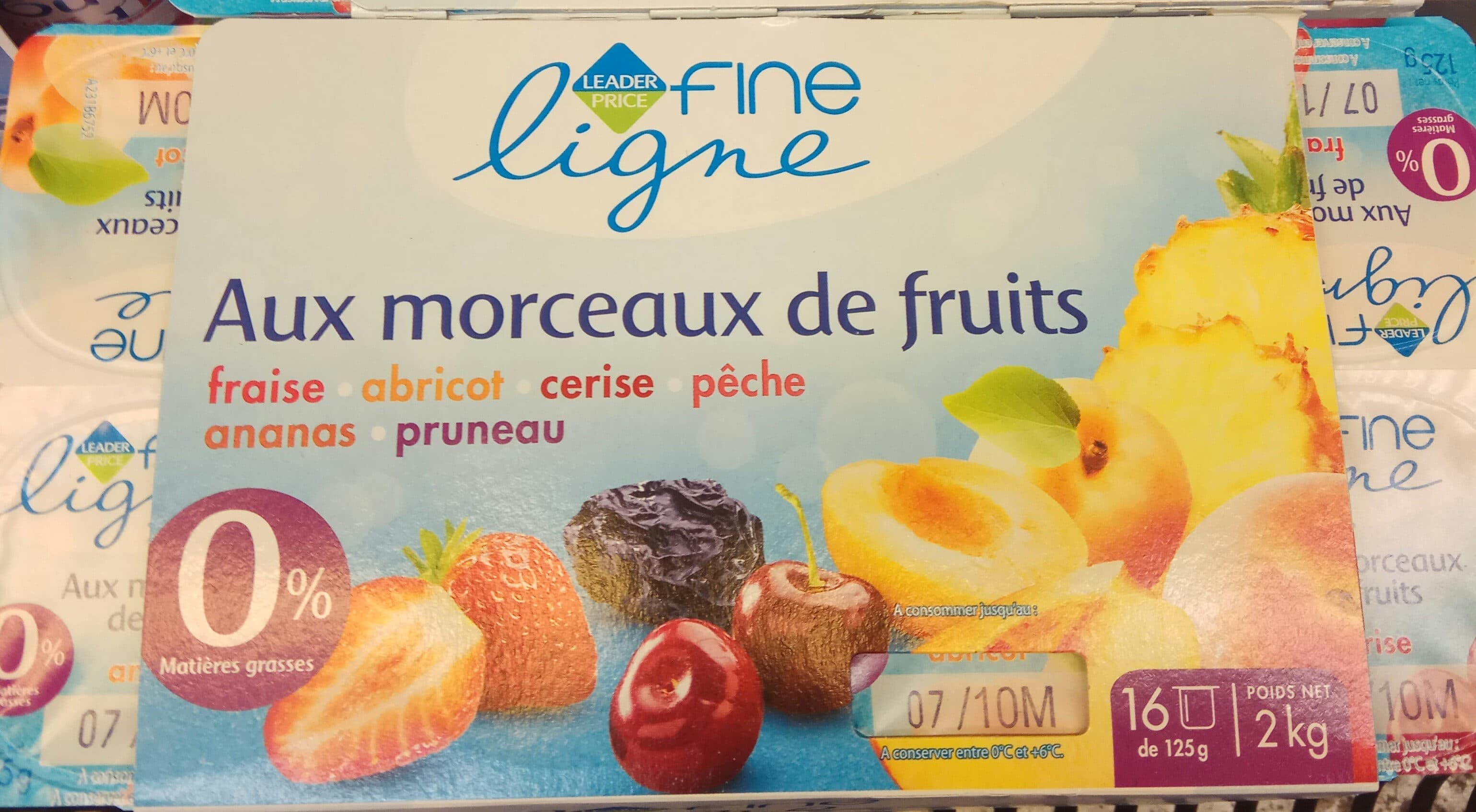 Leader Price Yaourt aux Morceaux De Fruits 0% packshot