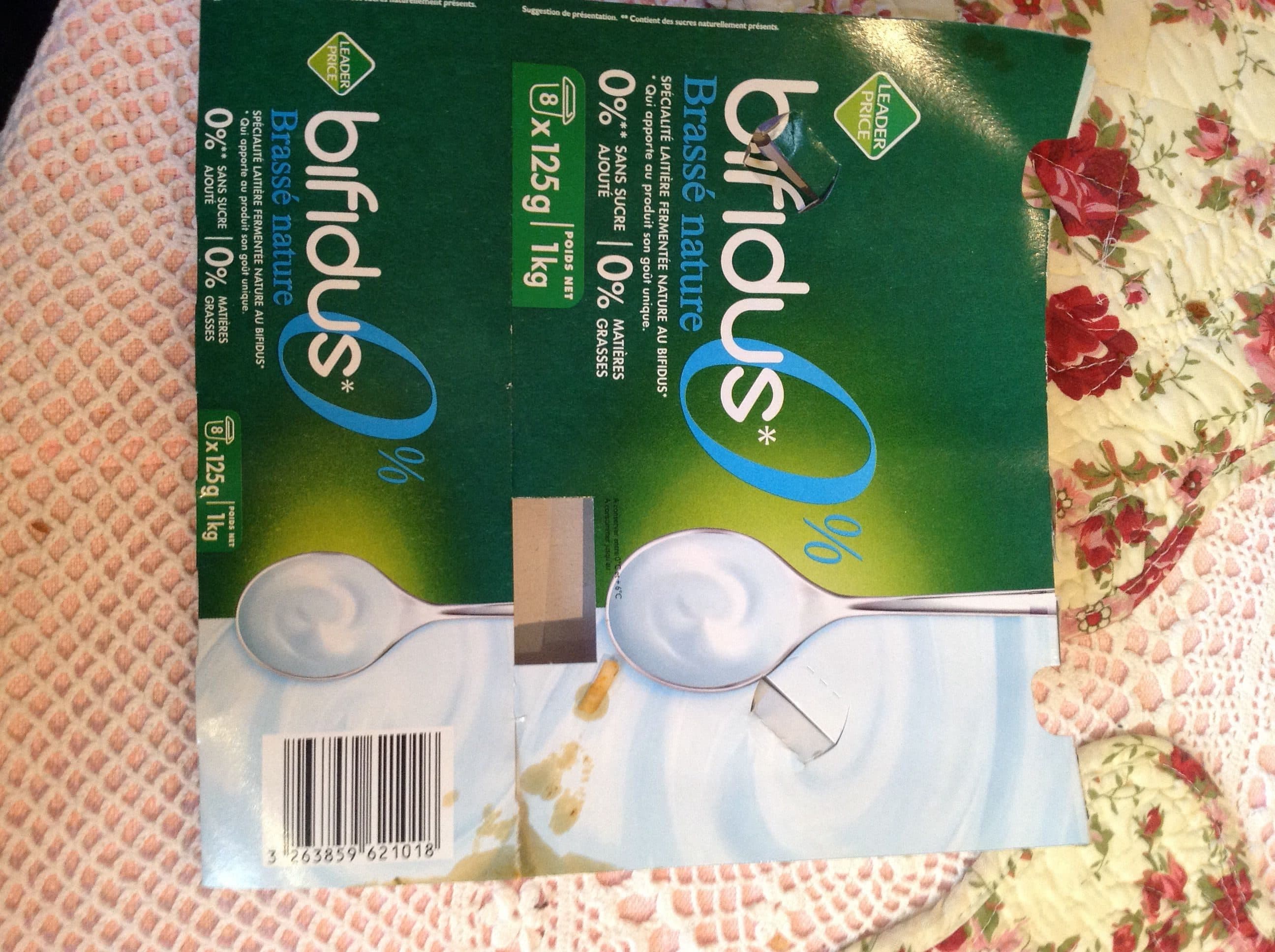 Leader Price Yaourt bifidus Brassé nature (0 % MG, 0 % sucre ajouté) packshot