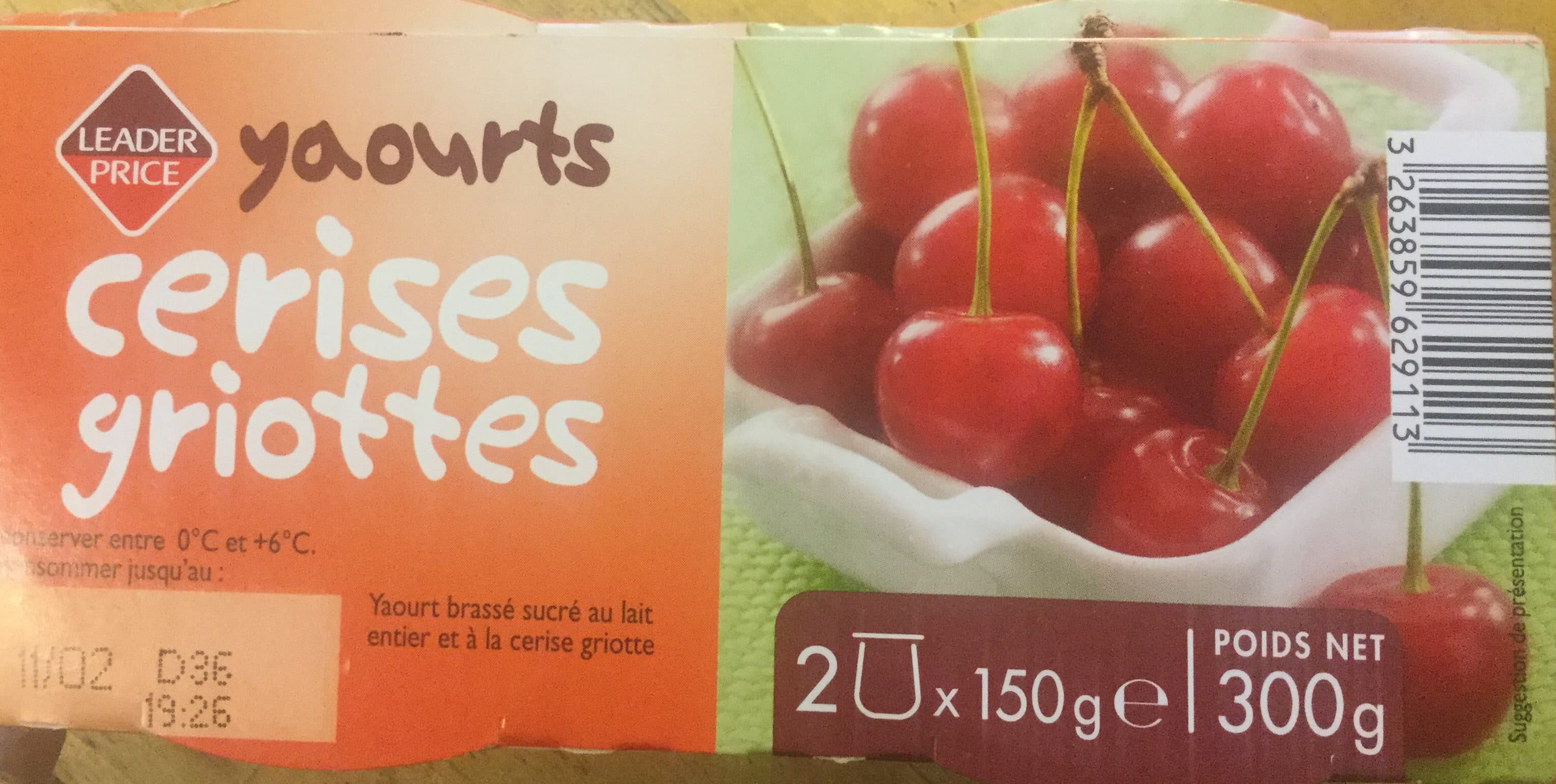Leader Price yaourts cerises griottes packshot