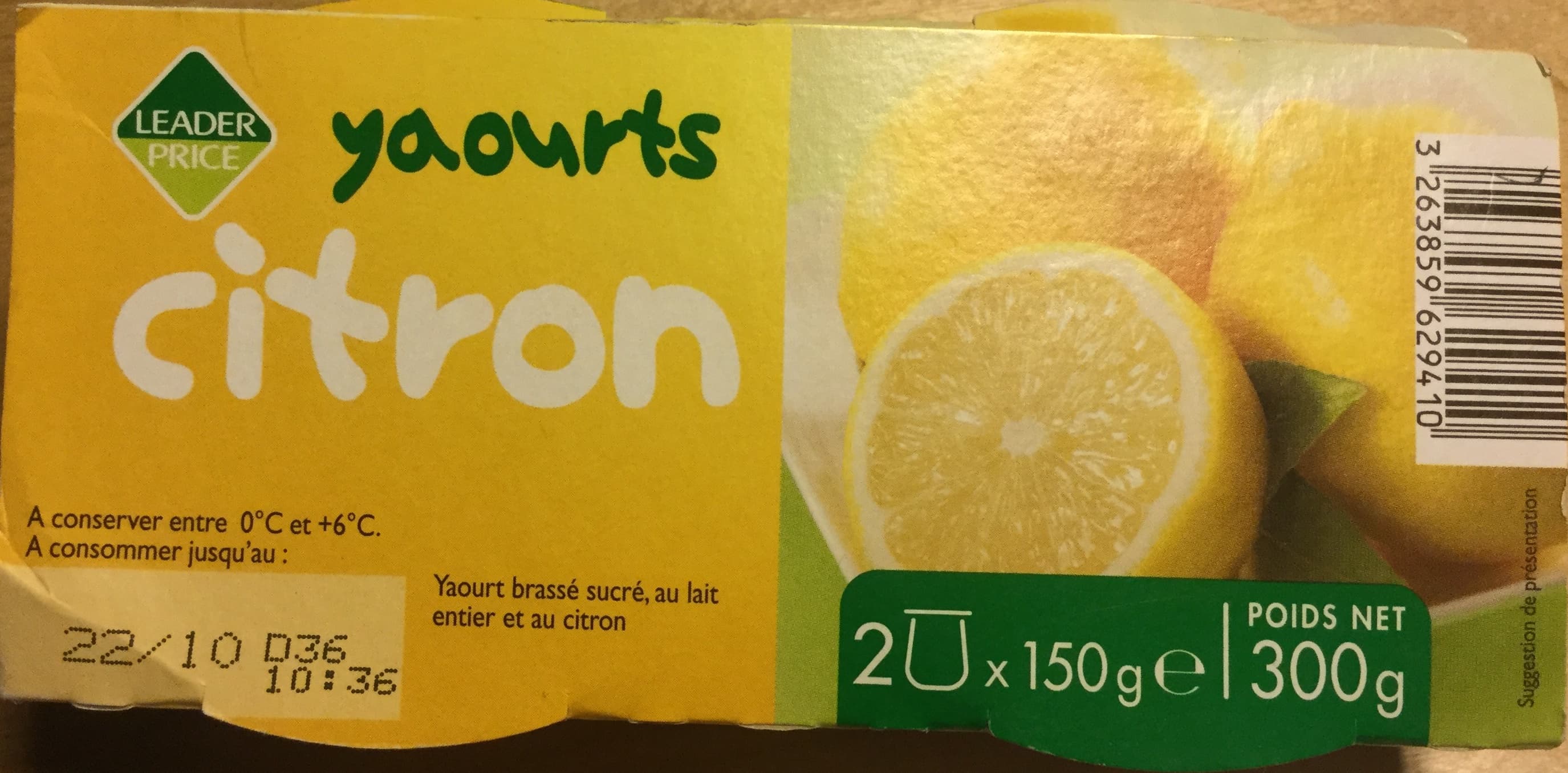 Leader Price Yaourts Citron packshot